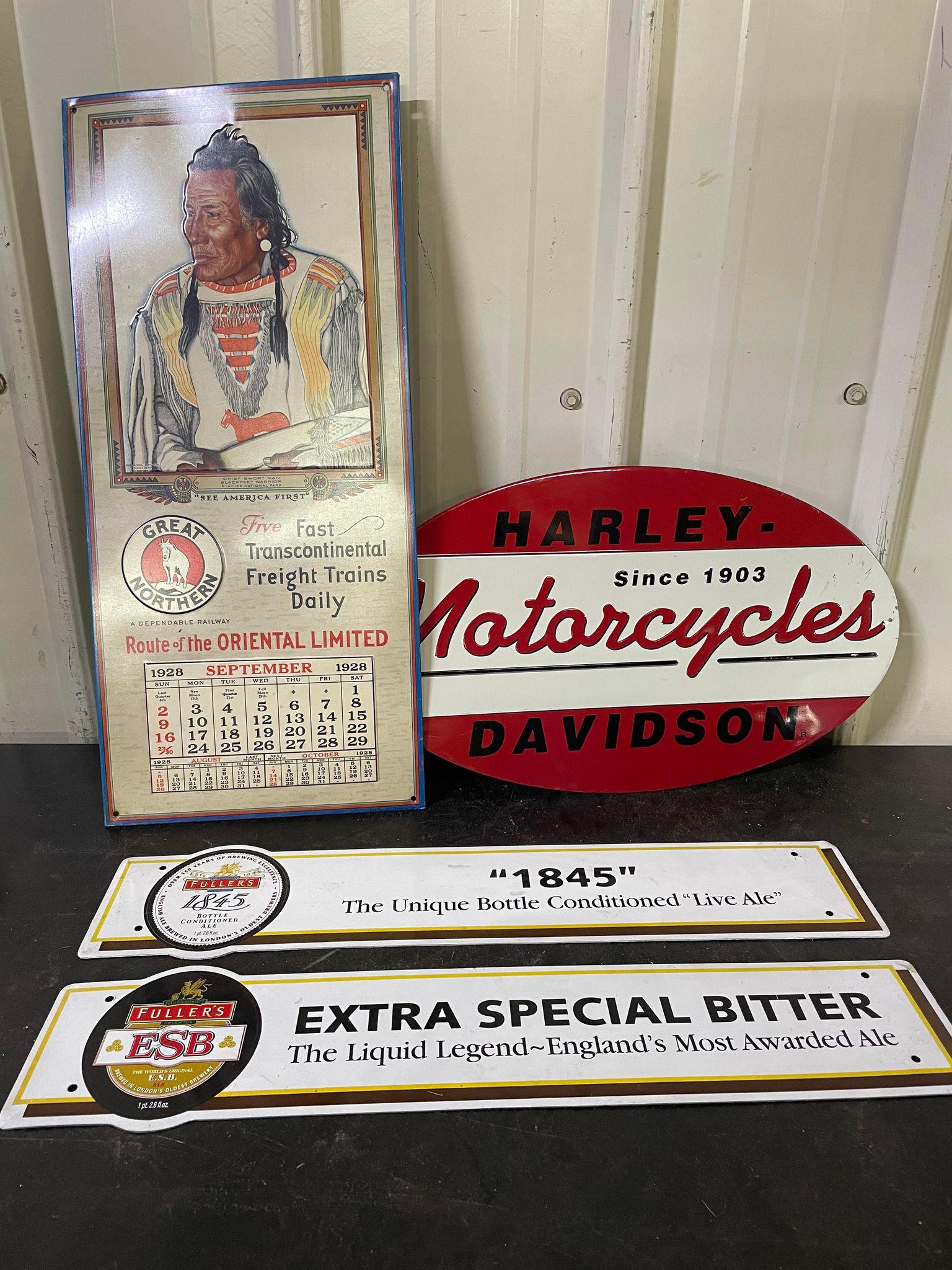 Harley Davidson Motorcycles Sign, Fuller's, Great Northern: Harley Davidson Motorcycles Sign, Fuller's, Great Northern