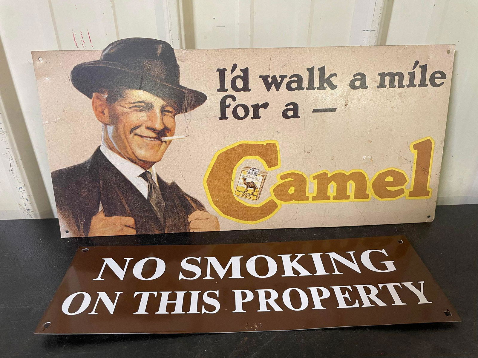 Two Signs: No Smoking, Camel Cigarettes Sign (1 of 2)