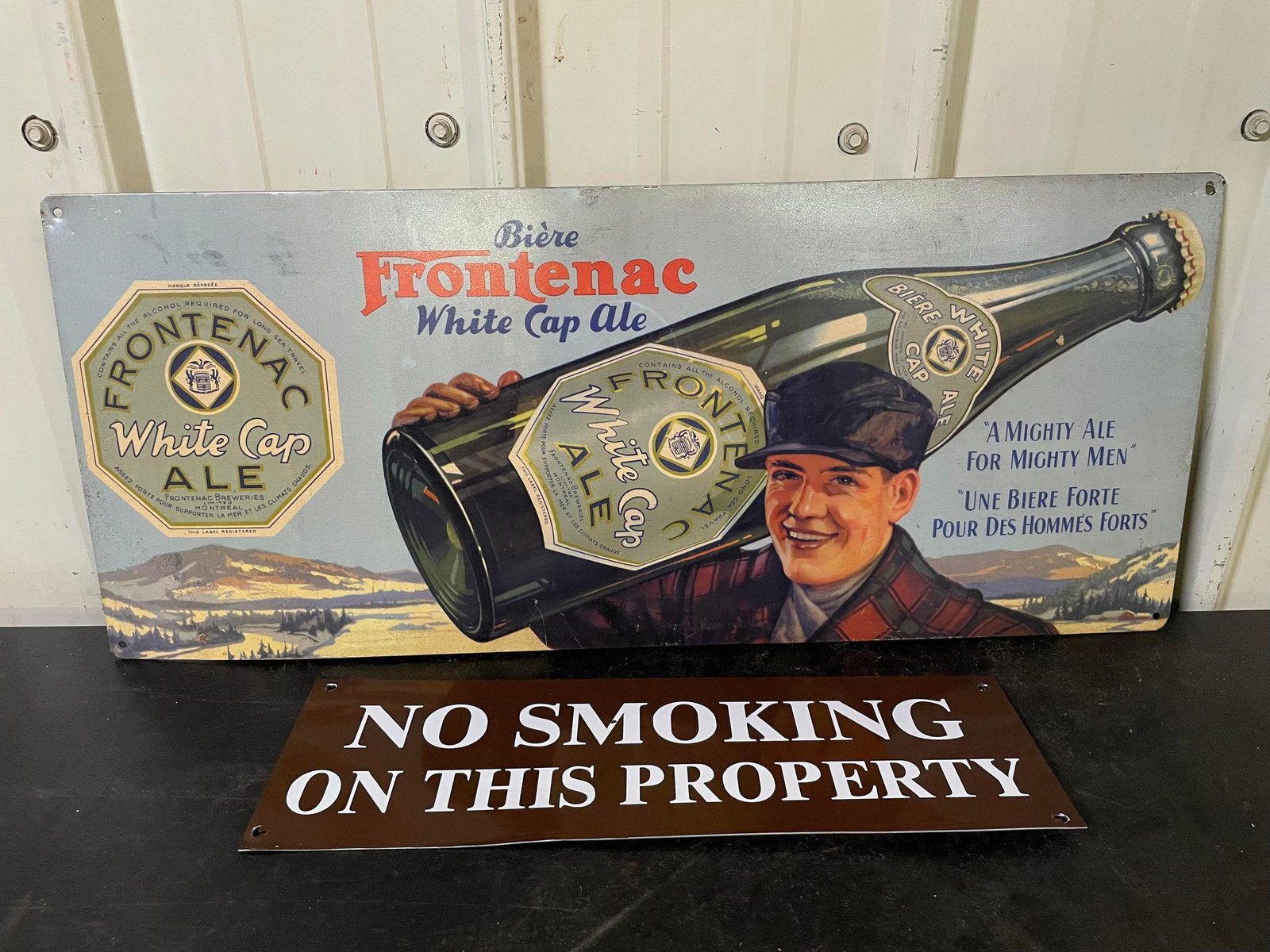 Two Signs: Frontenac White Cap Ale, No Smoking: Two Signs: Frontenac White Cap Ale, No Smoking