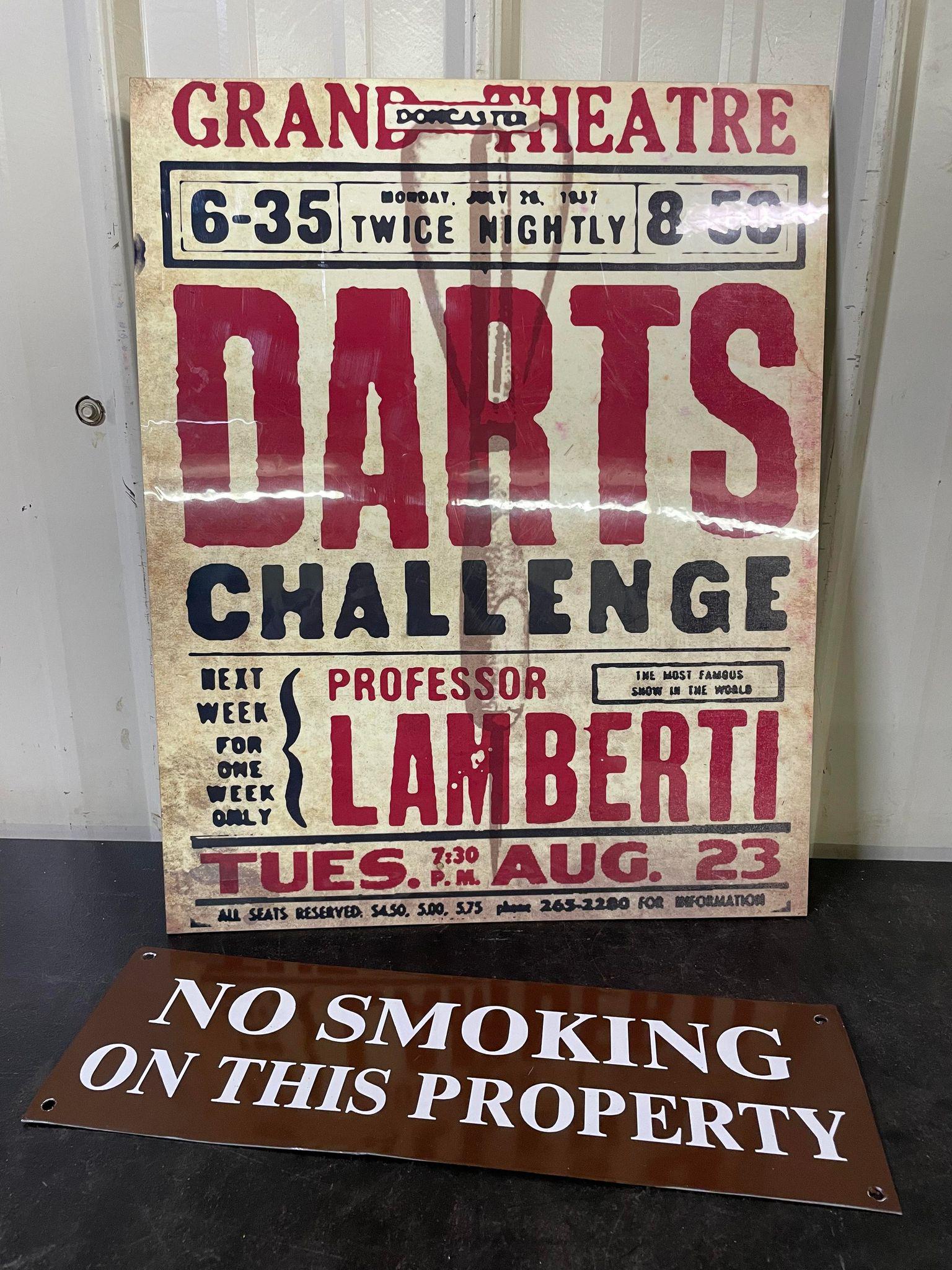 Two Signs: Grand Theater Darts Challenge, No Smoking: Two Signs: Grand Theater Darts Challenge, No Smoking