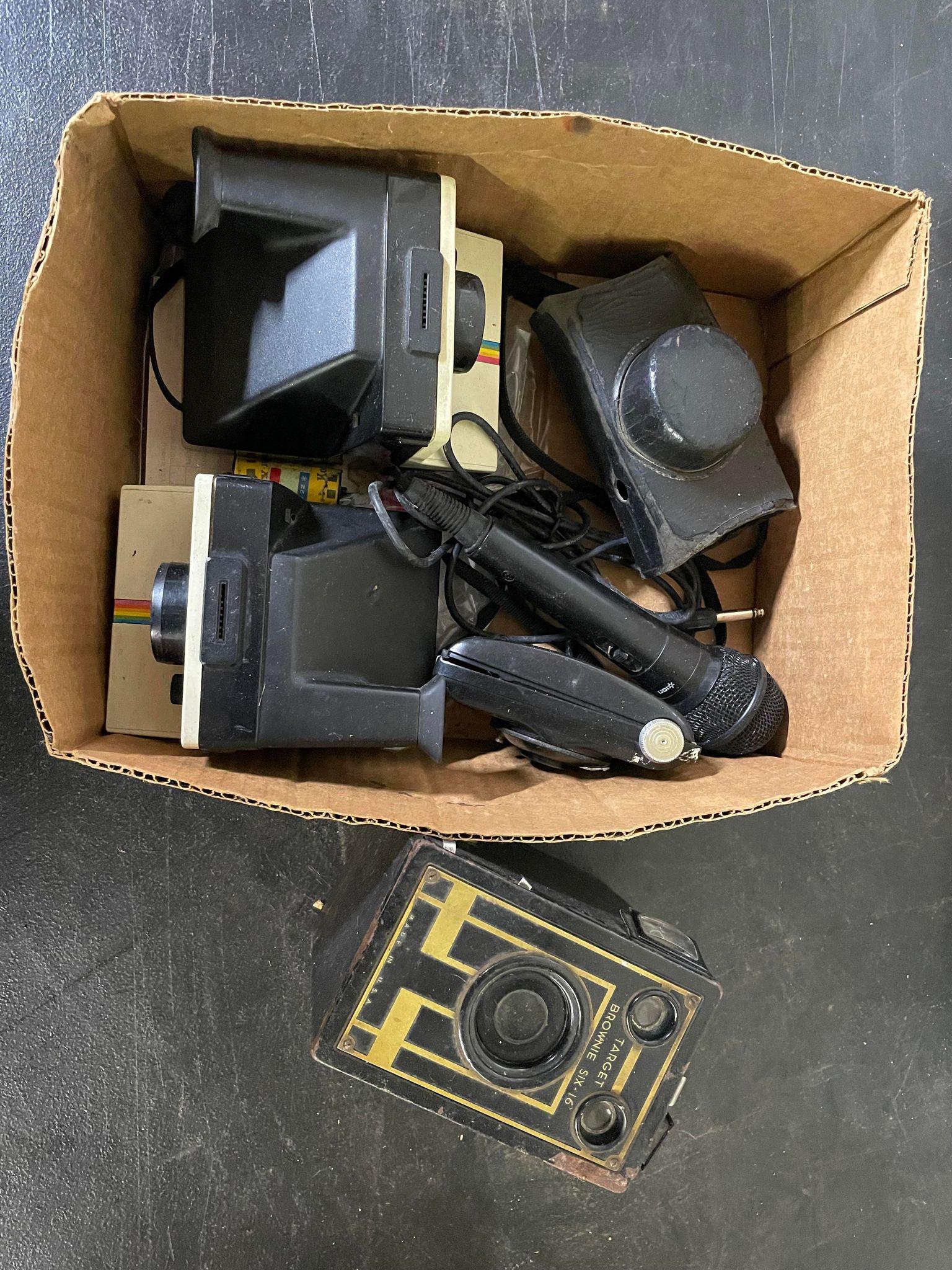 Collection of Vintage Items: Polaroid Camers, Microphone and more (1 of 1)