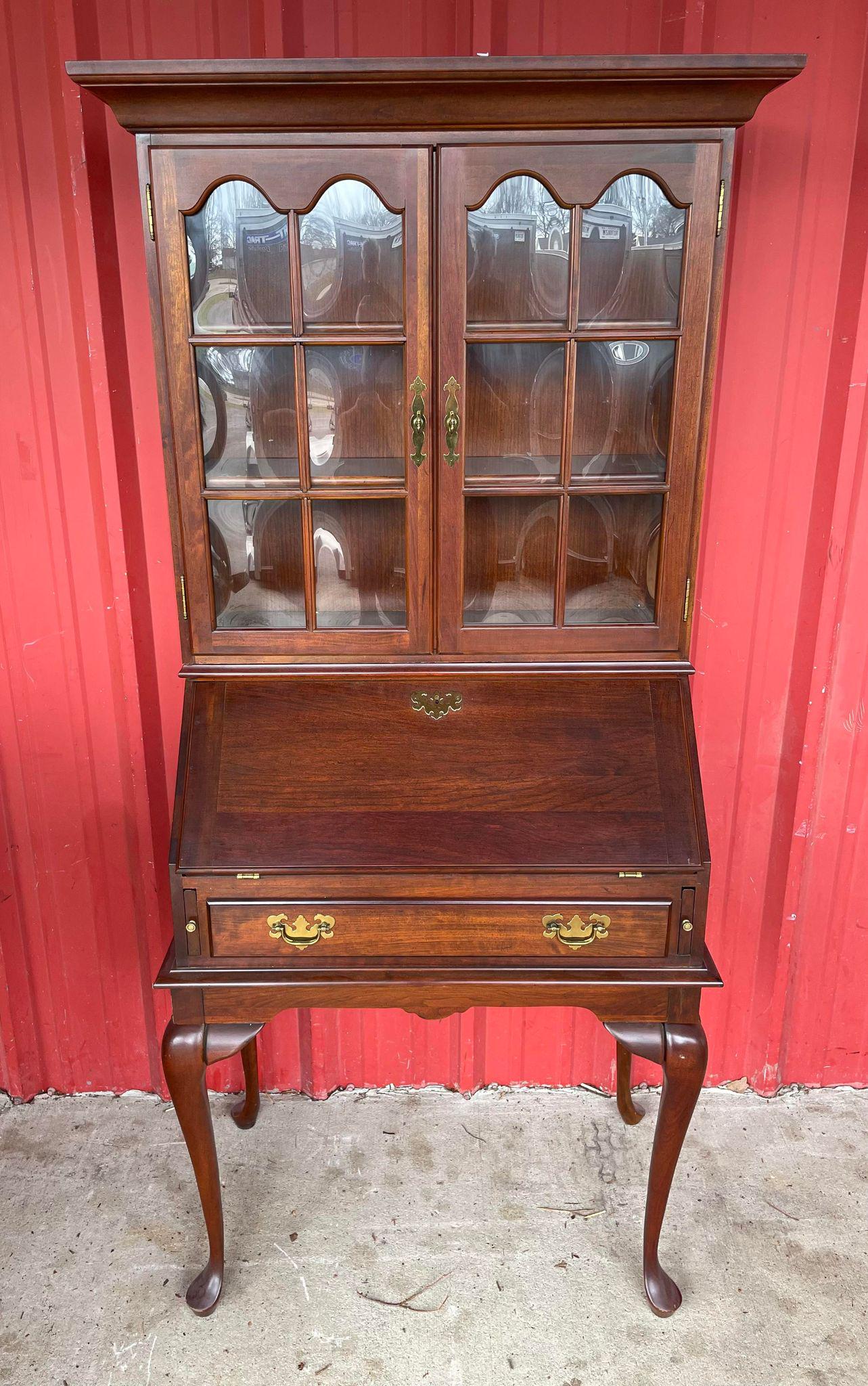 Cherry 2 Piece Queen Anne Style Secretary w/ Bookcase on Top (1 of 3)