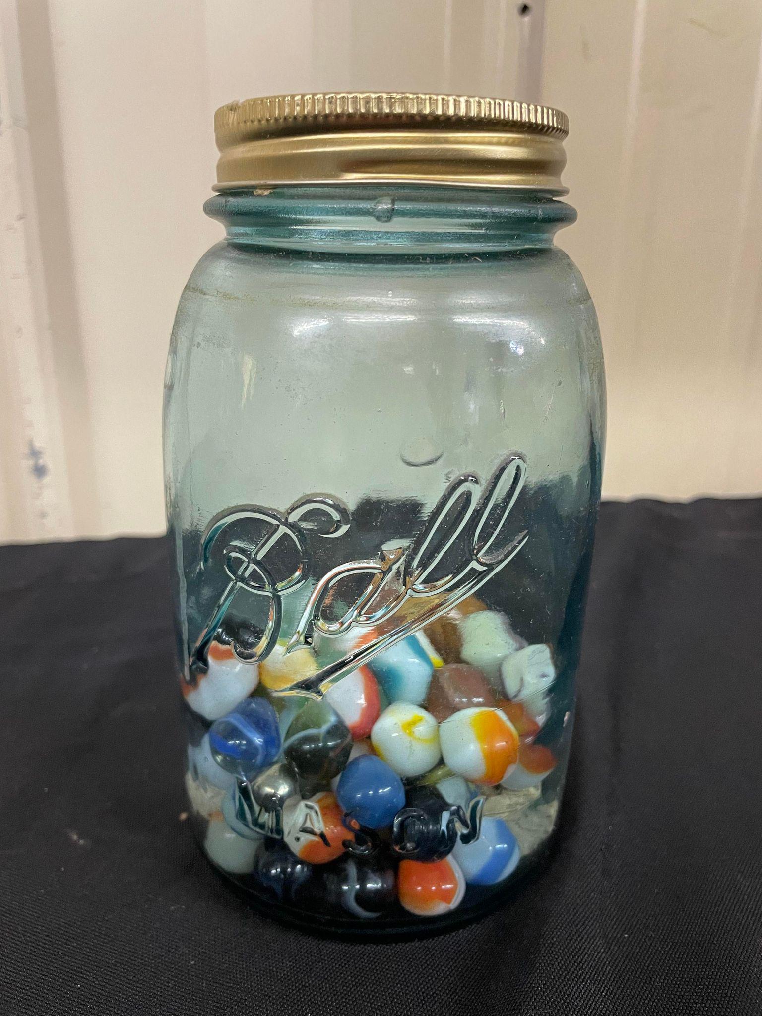 Vintage Ball Jar of Marbles: Vintage Ball Jar of Marbles