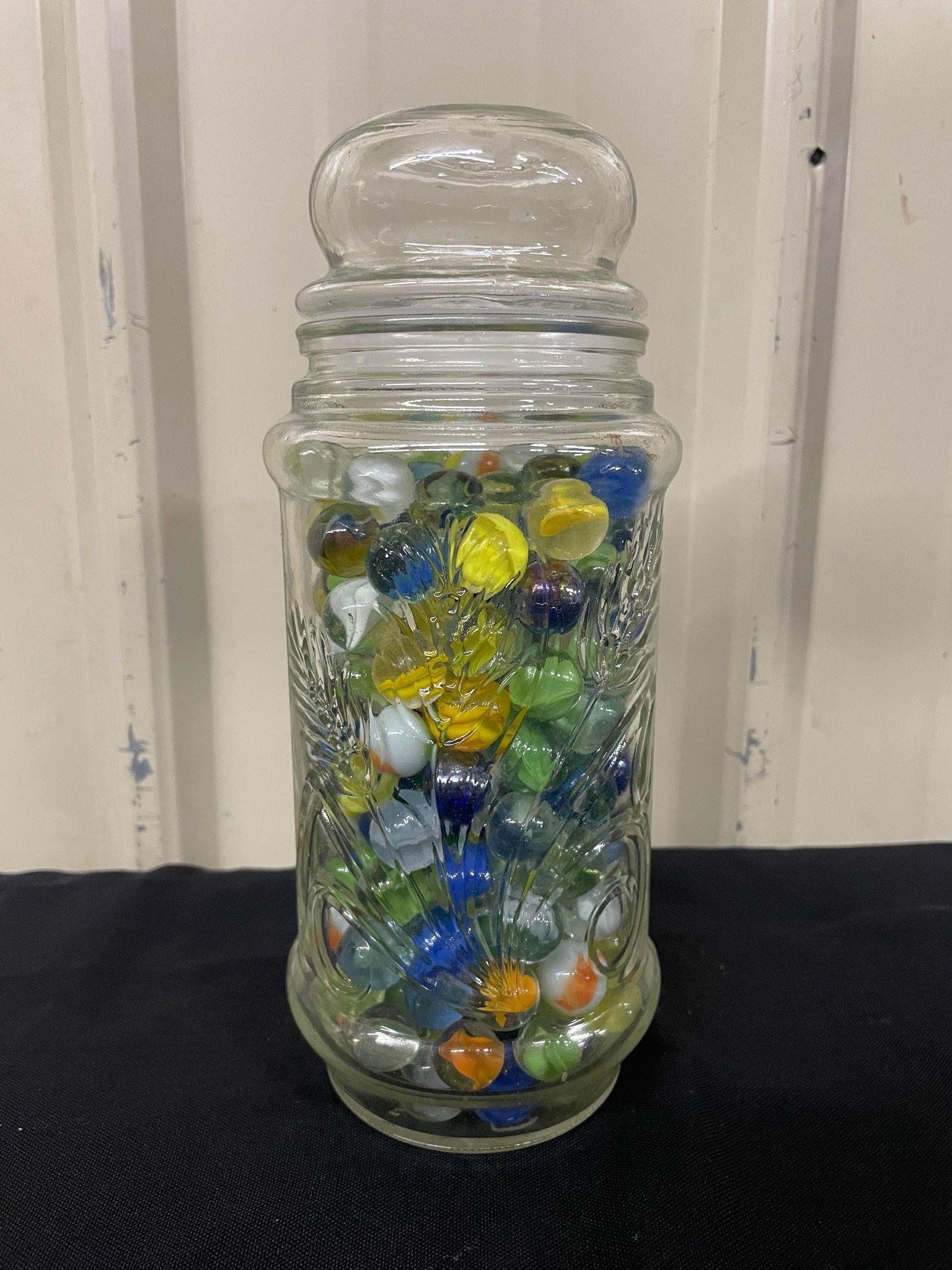 Vintage Glass Jar of Marbles: Vintage Glass Jar of Marbles