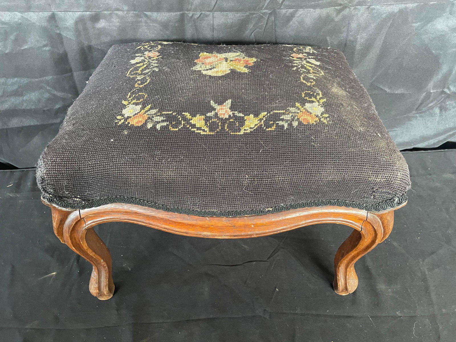 Vintage Needlework Footstool (1 of 2)