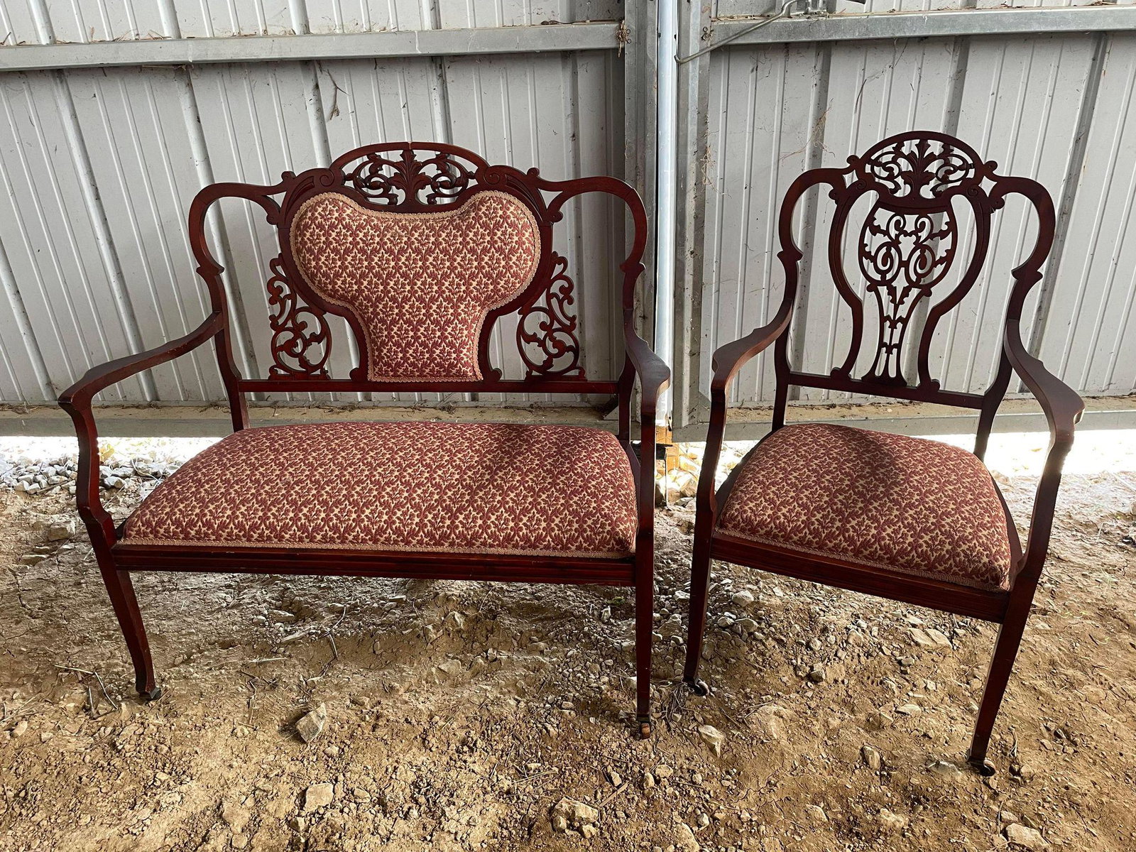 Matching Antique Victorian Settee and Chair (1 of 2)