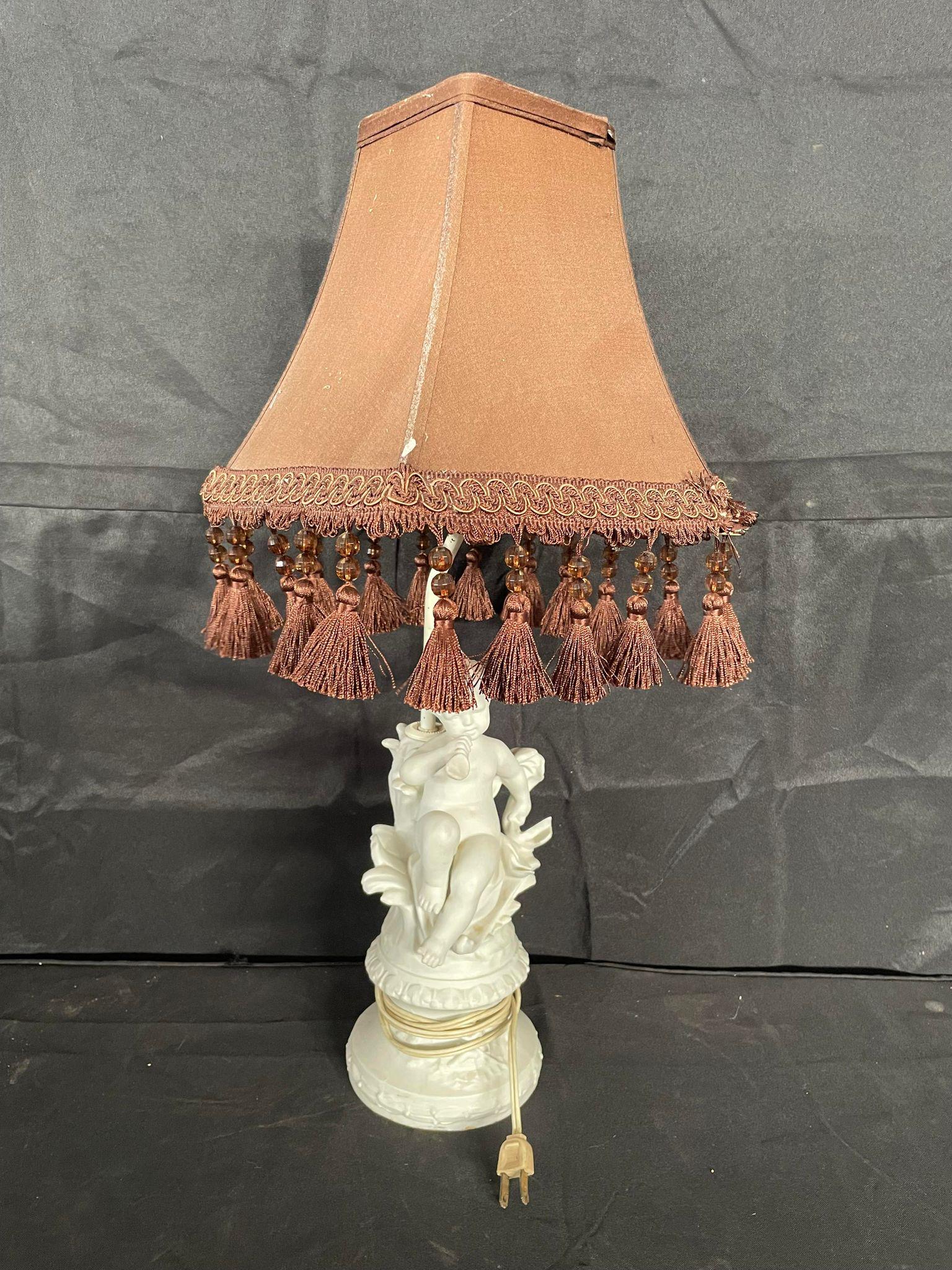 Cherub Table Lamp w/ Tasseled Shade (1 of 2)