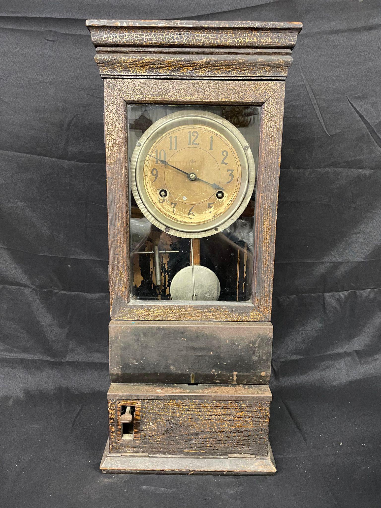 Antique Oak  Table Top Time Clock (1 of 5)