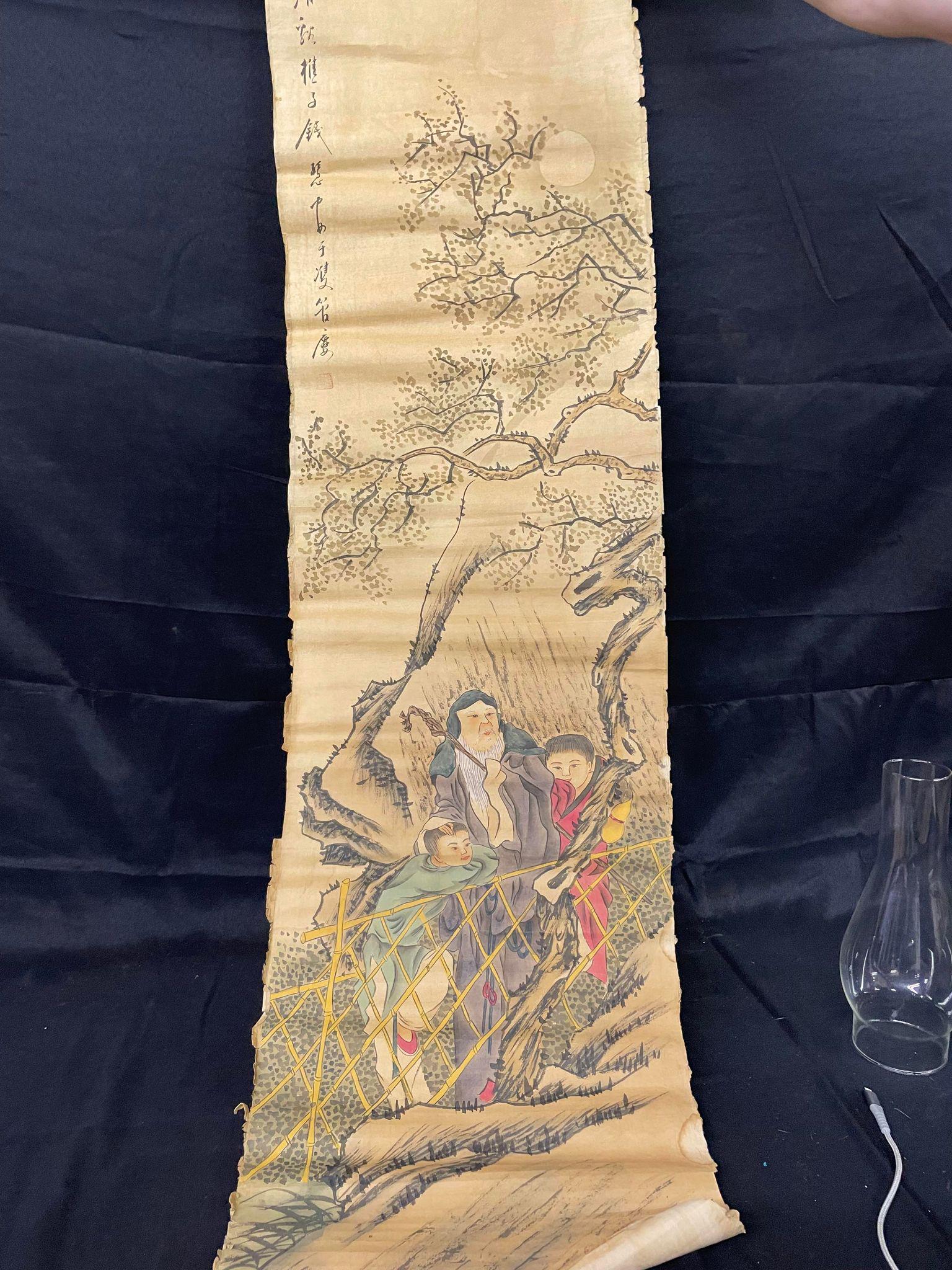 Vintage Oriental Scroll Painting (1 of 3)