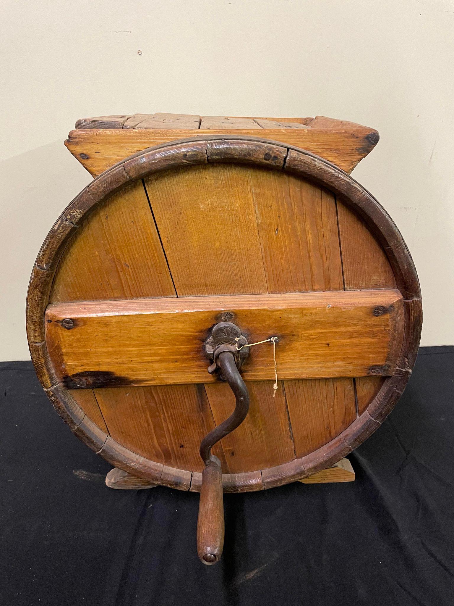 Antique Wood and Metal Table Top Hand Crank Butter Churn: Antique Wood and Metal Table Top Hand Crank Butter Churn