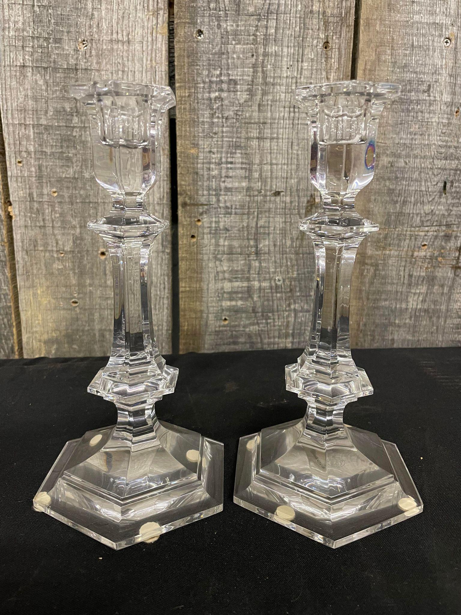 Baccarat Clear Glass Candle Holders (1 of 2)