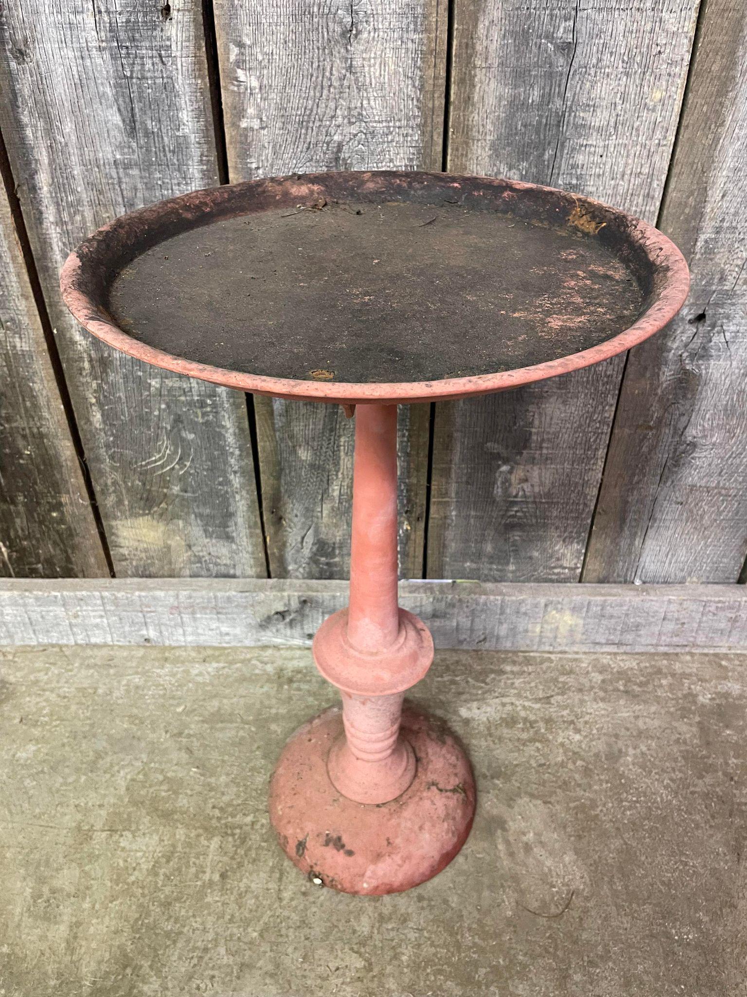 Pink Cast Iron Bird Bath (1 of 3)