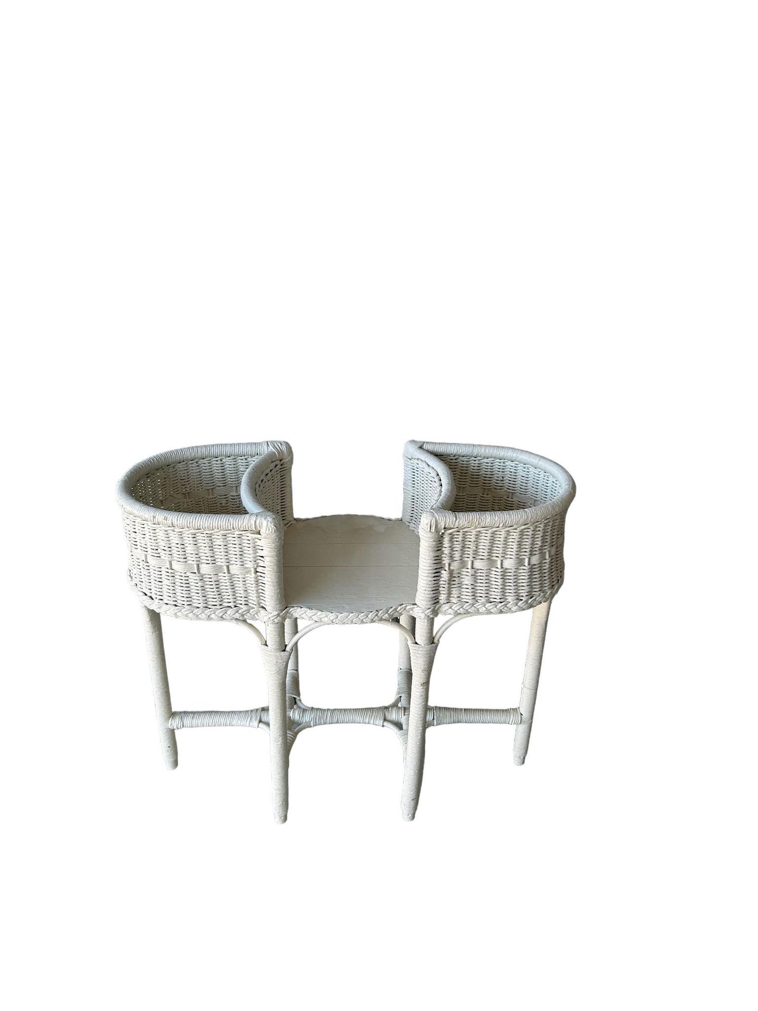 Wicker Double Floor Model Planter 34"W x 29"T x 15"D (1 of 3)