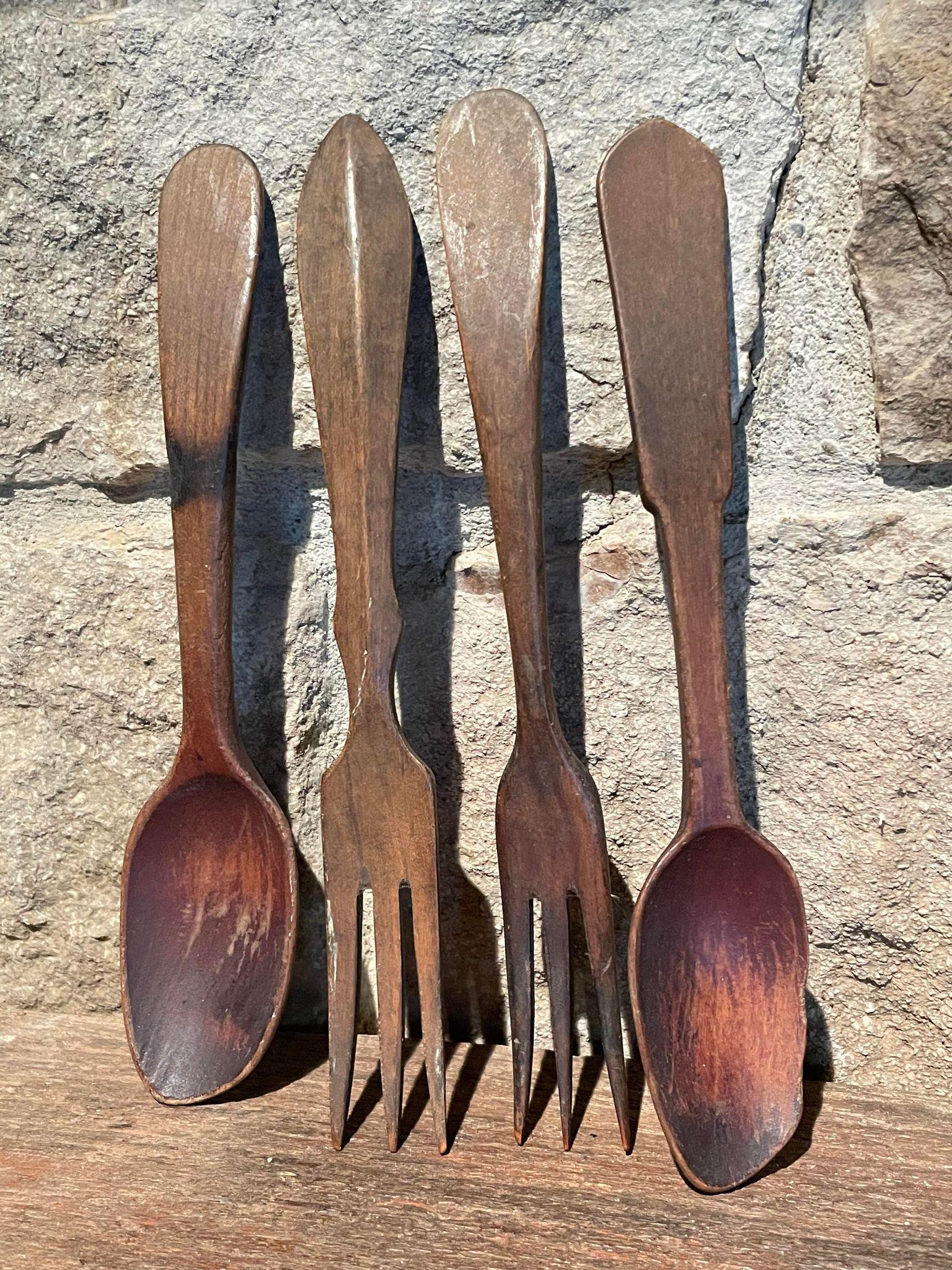 Antique Primitive Wooden Serving Utensils: Antique Primitive Wooden Serving Utensils