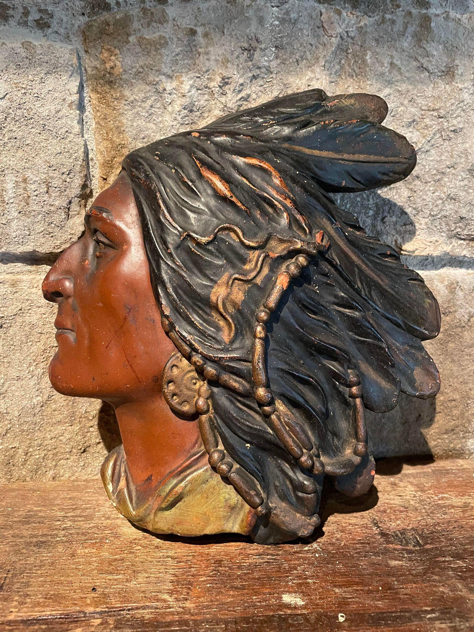 Antique Style One of a kind Indian Profile hanger: Antique Style One of a kind Indian Profile hanger