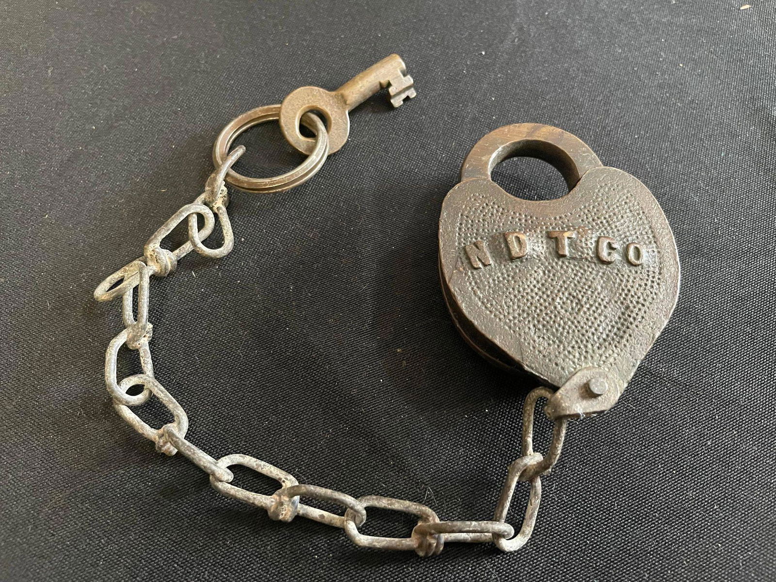 Antique Lock and Key w/ Chain (1 of 2)