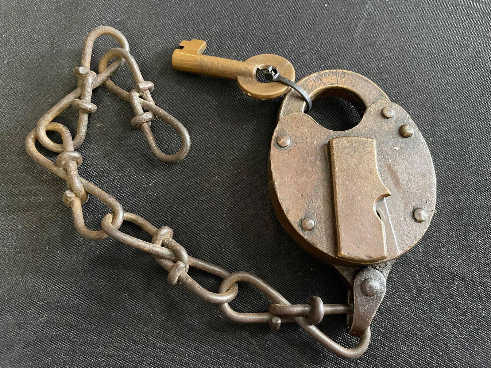 Antique Lock and Key w/ Chain (1 of 2)