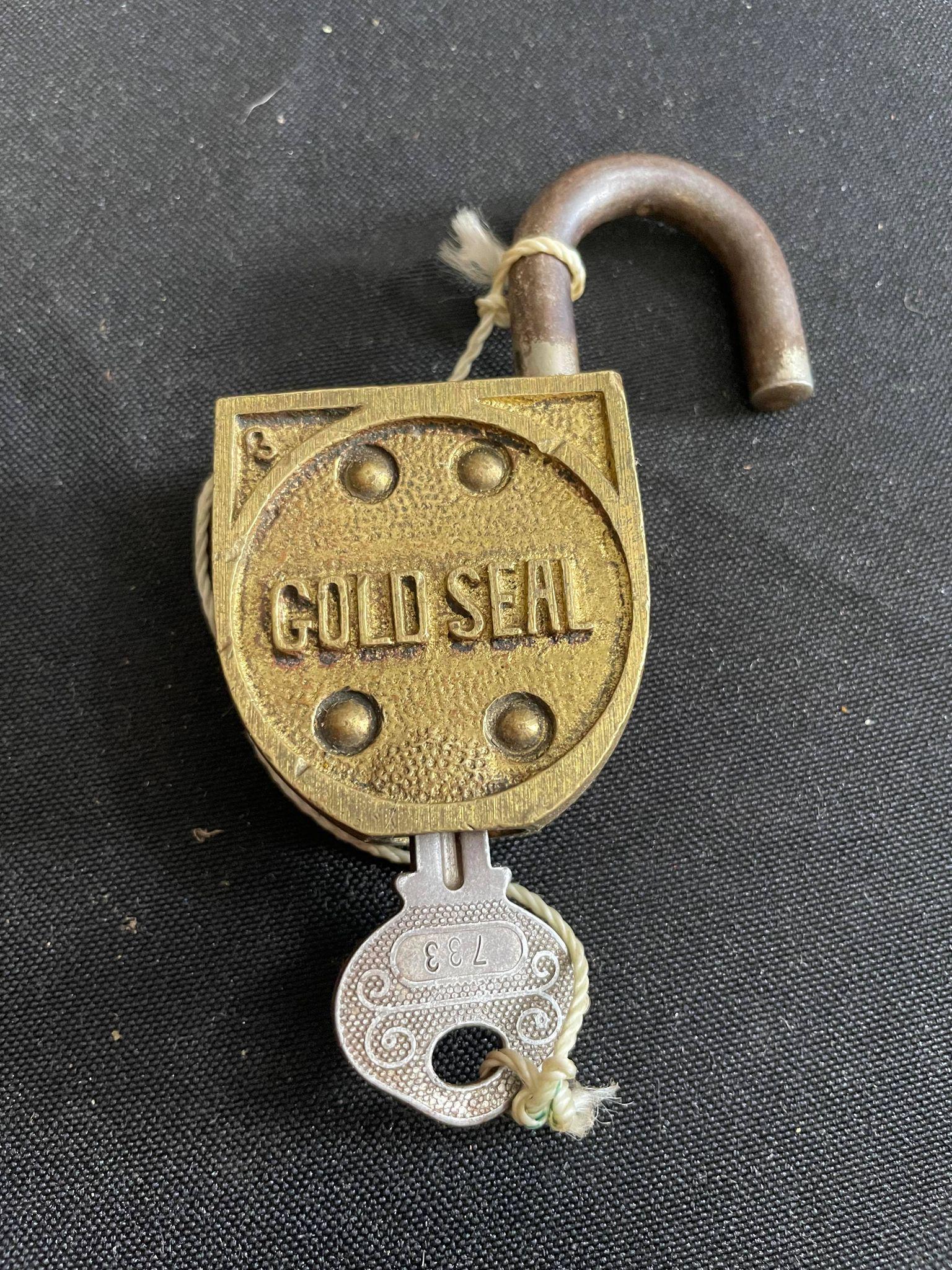Antique Gold Seal Lock and Key (1 of 2)