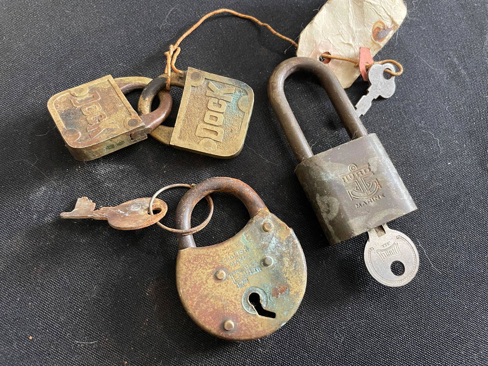 Trio of Vintage Locks w/ Keys: Dock, Hurd (1 of 1)
