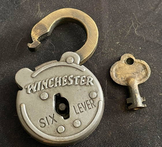 Vintage Winchester Six Lever Lock And Key