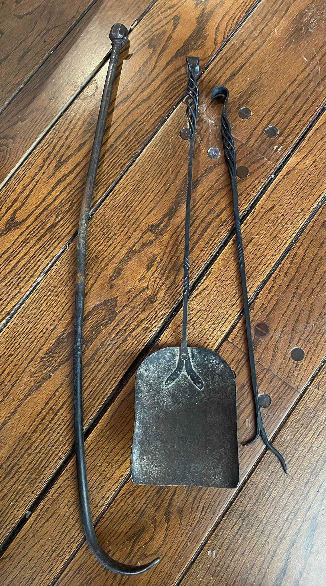 Antique Cast Iron Fireplace Tools (1 of 2)