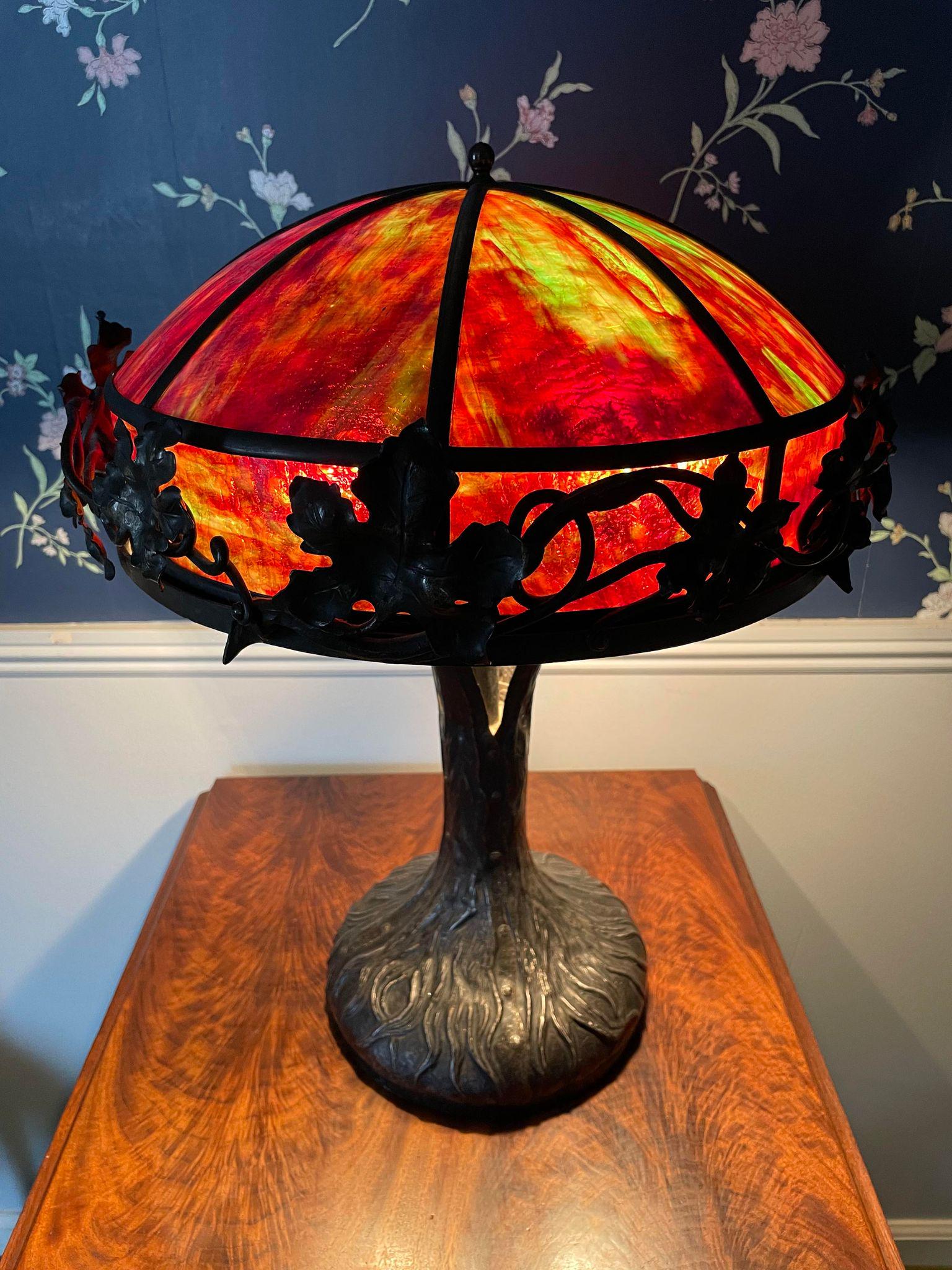 Antique Tiffany Style Stained Glass Lamp (1 of 7)