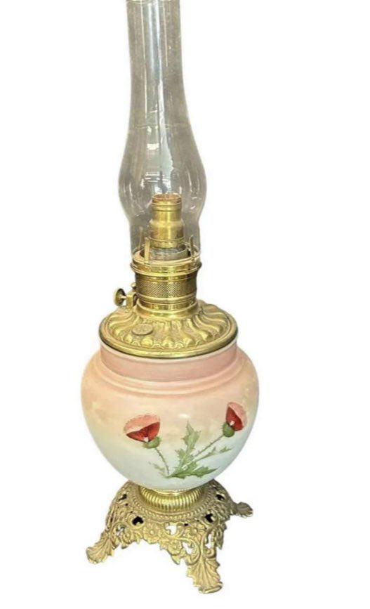 Victorian Hand Painted Parlor Lamp: Victorian Hand Painted Parlor Lamp