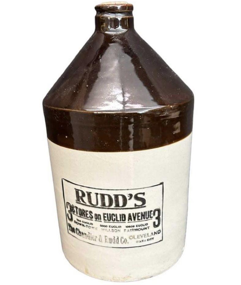 Early Rudd's Cleveland Decorated Advertising Stoneware Jug Auction
