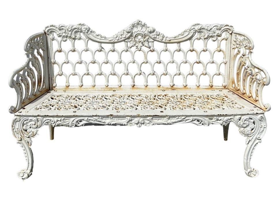 Victorian Style Horseshoe Pattern Cast Iron Garden Bench 37"T 63"W / 17"D (1 of 3)