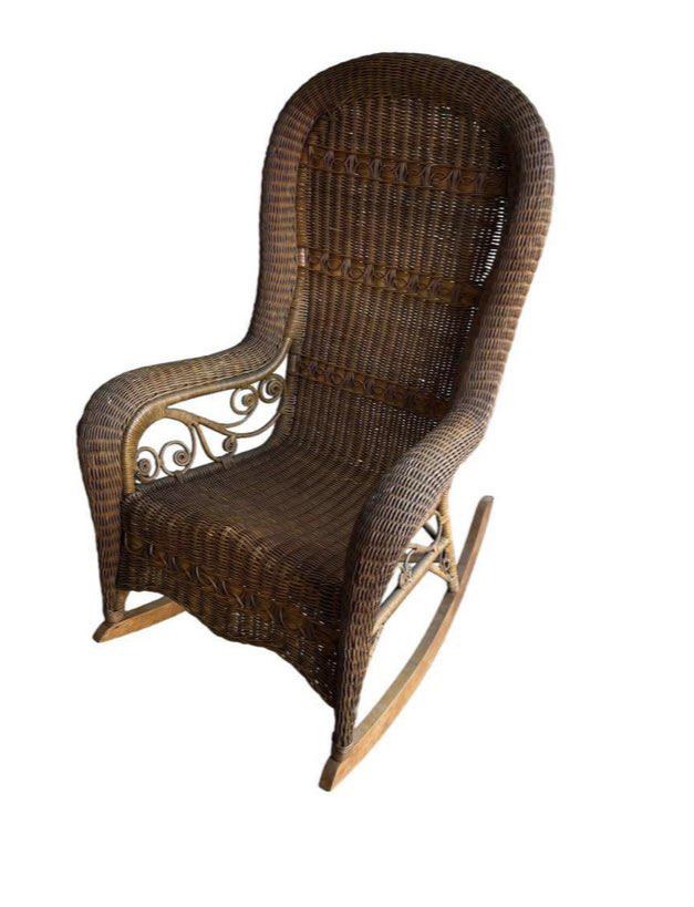 Victorian High Back Wicker Rocker in Natural Finish (1 of 3)