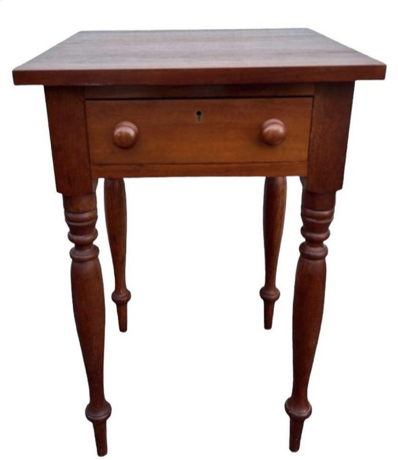 Cherry One Drawer Sheraton Style Work Table on Turned Legs 28"T / 19"W / 19"D (1 of 2)