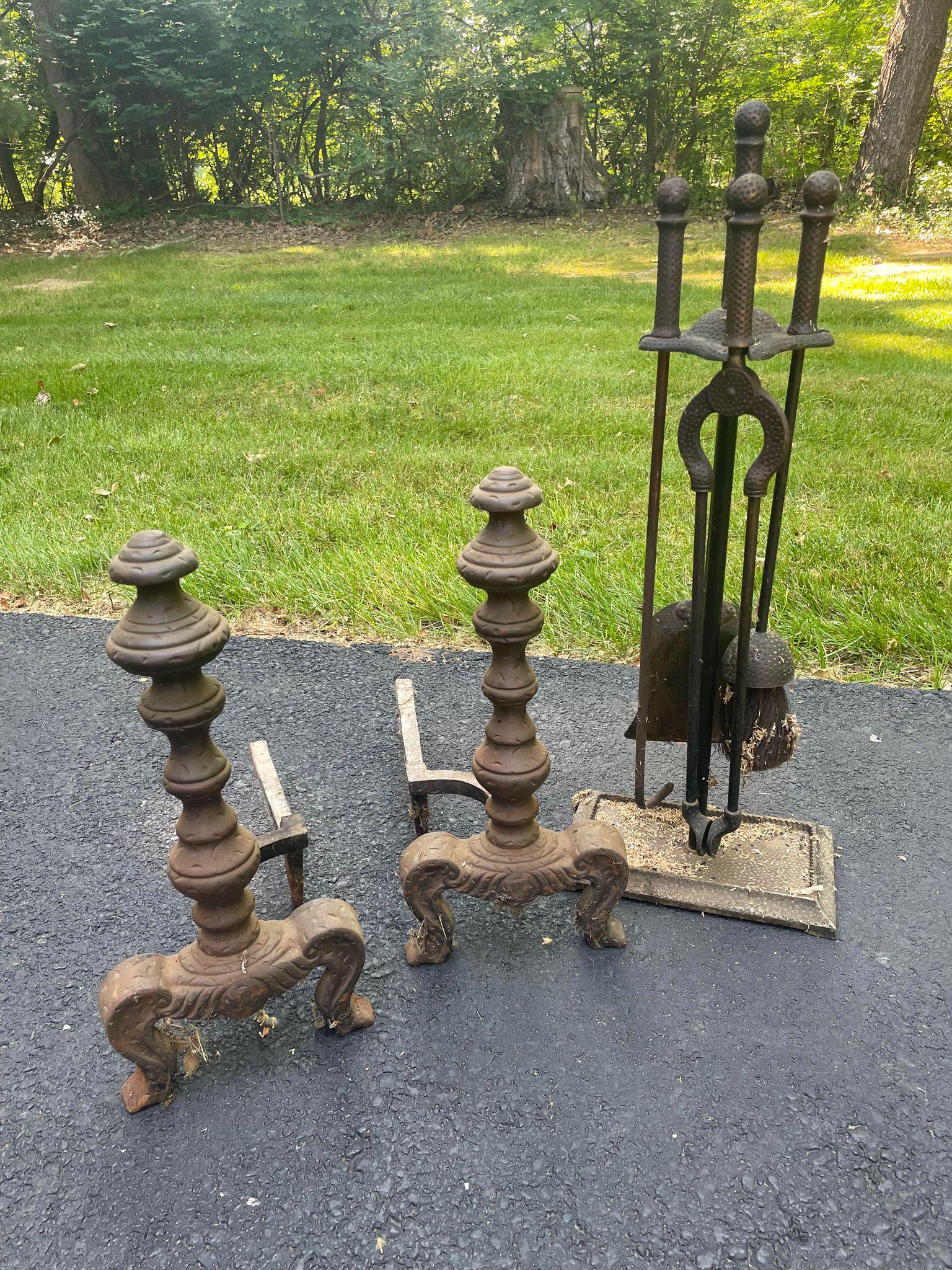 Cast Andirons and Fireplace Tools: Cast Andirons and Fireplace Tools