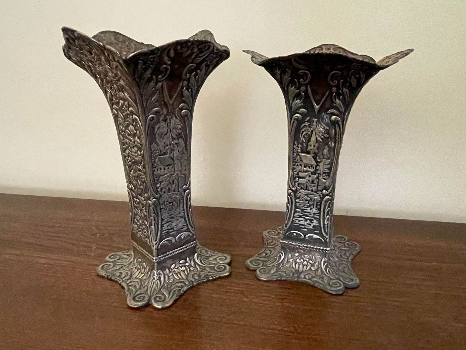 Oriental Silver Plated Vases (1 of 3)