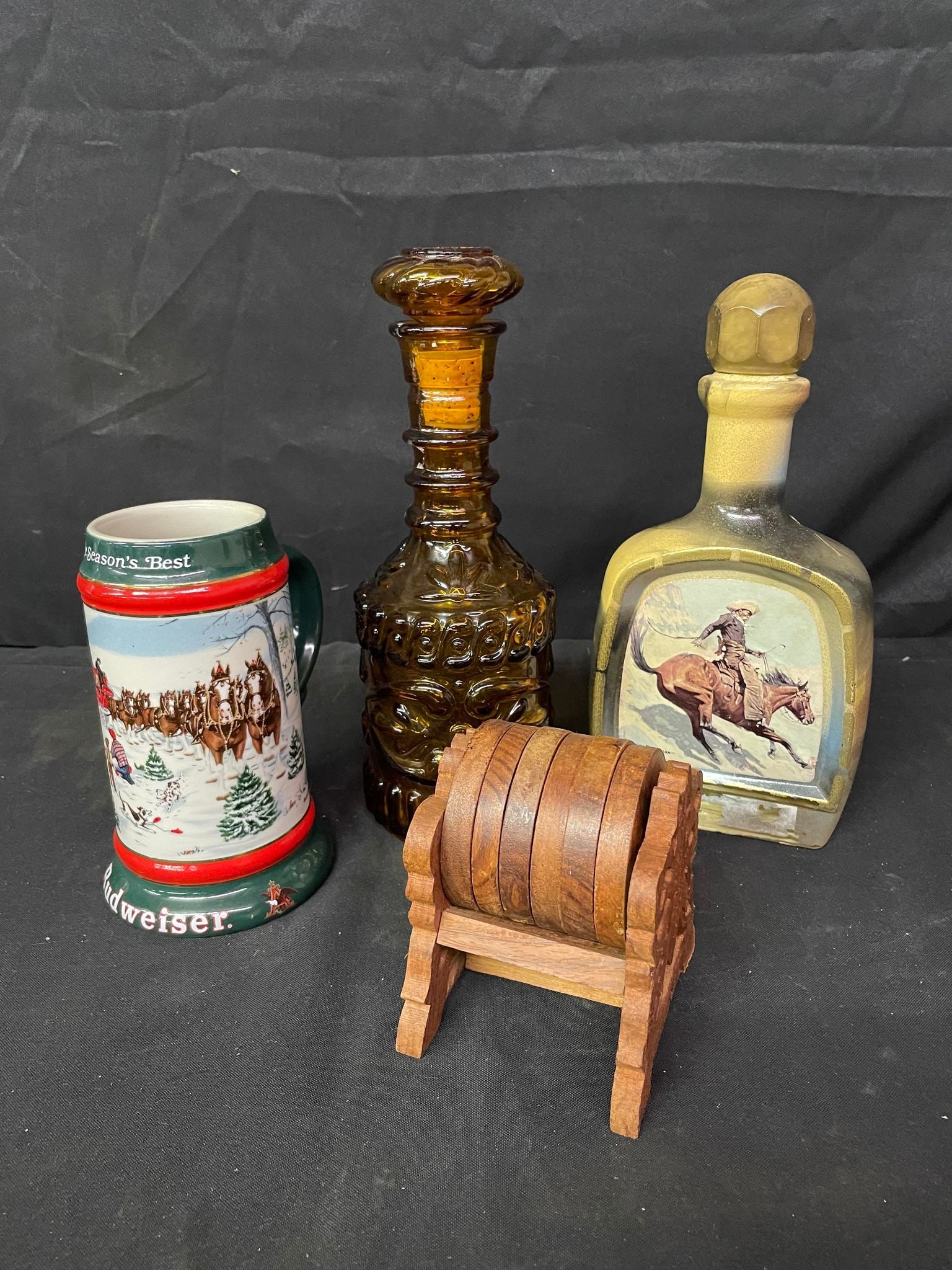 Misc. Collection: Decanters, Budweiser Stein, Coasters: Misc. Collection: Decanters, Budweiser Stein, Coasters