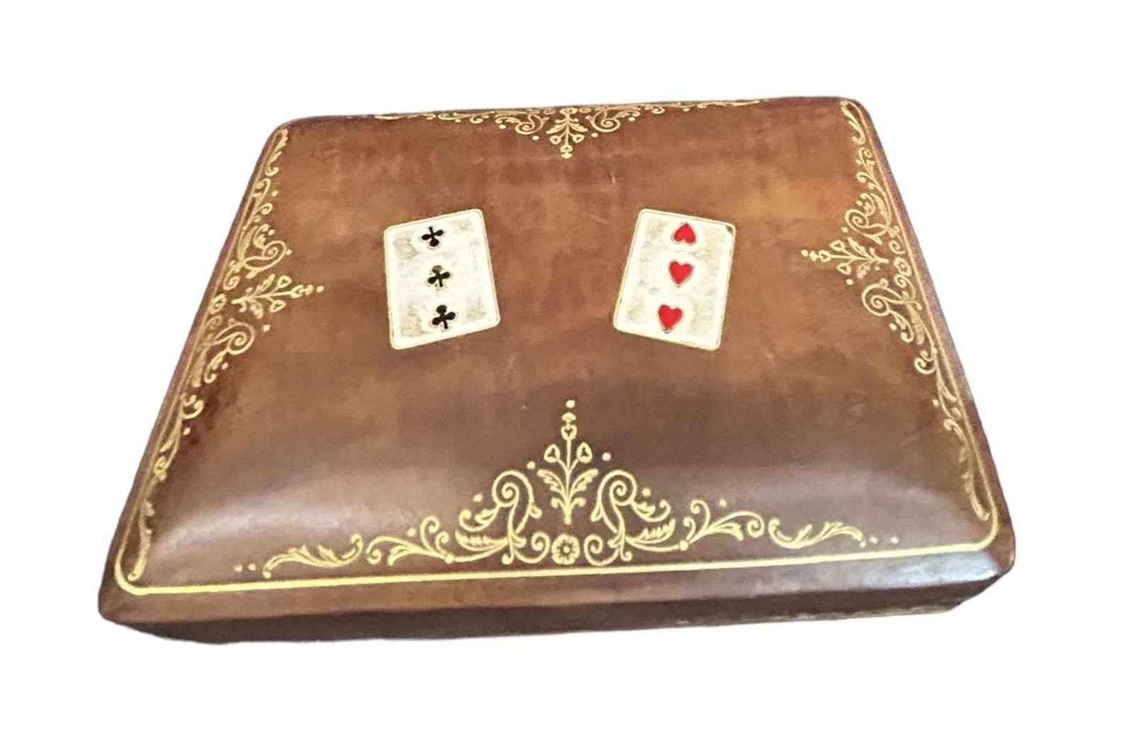 French Playing cards in Leather Case, 6" x 4": French Playing cards in Leather Case, 6" x 4"