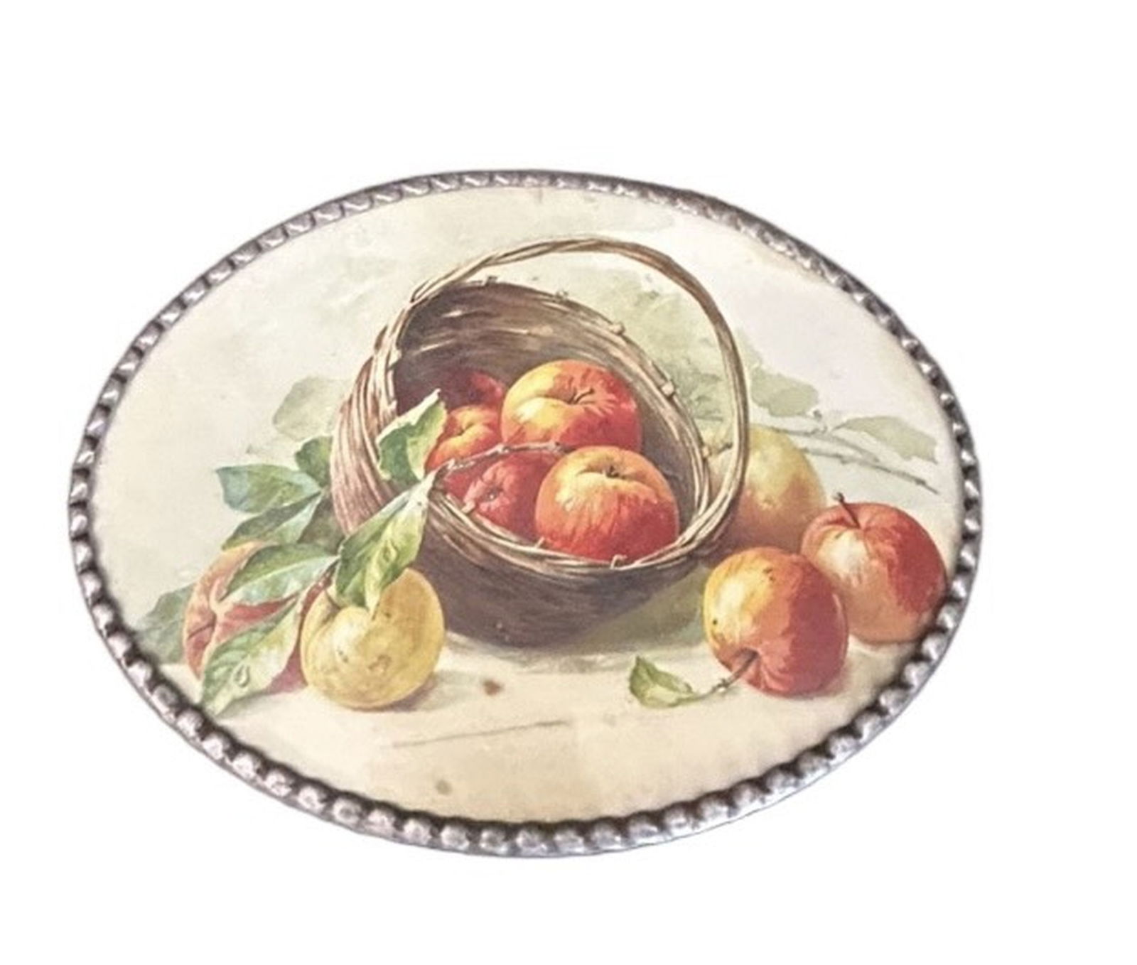 Victorian Flue Cover: Basket of Apples, 9" x 6.5" (1 of 2)