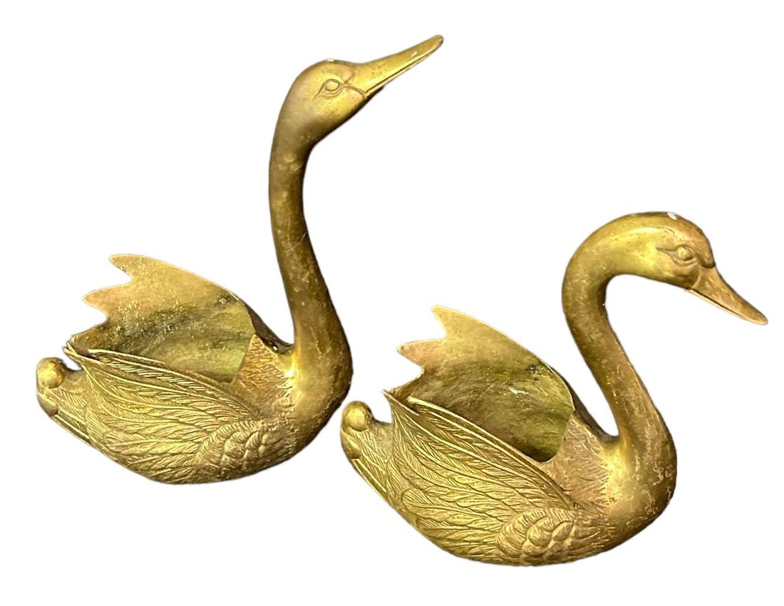 Pair of Brass Ducks, 14"T x 13"W: Pair of Brass Ducks, 14"T x 13"W