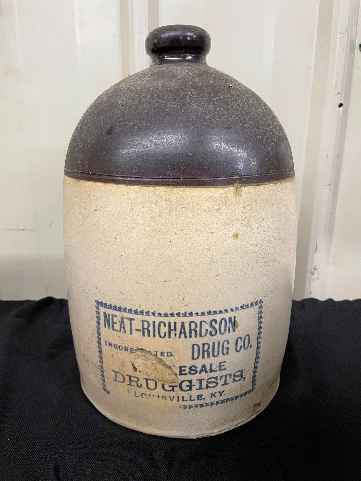 NEAT-RICHARDSON Drug Co. Two Tone Stoneware Crock (1 of 4)