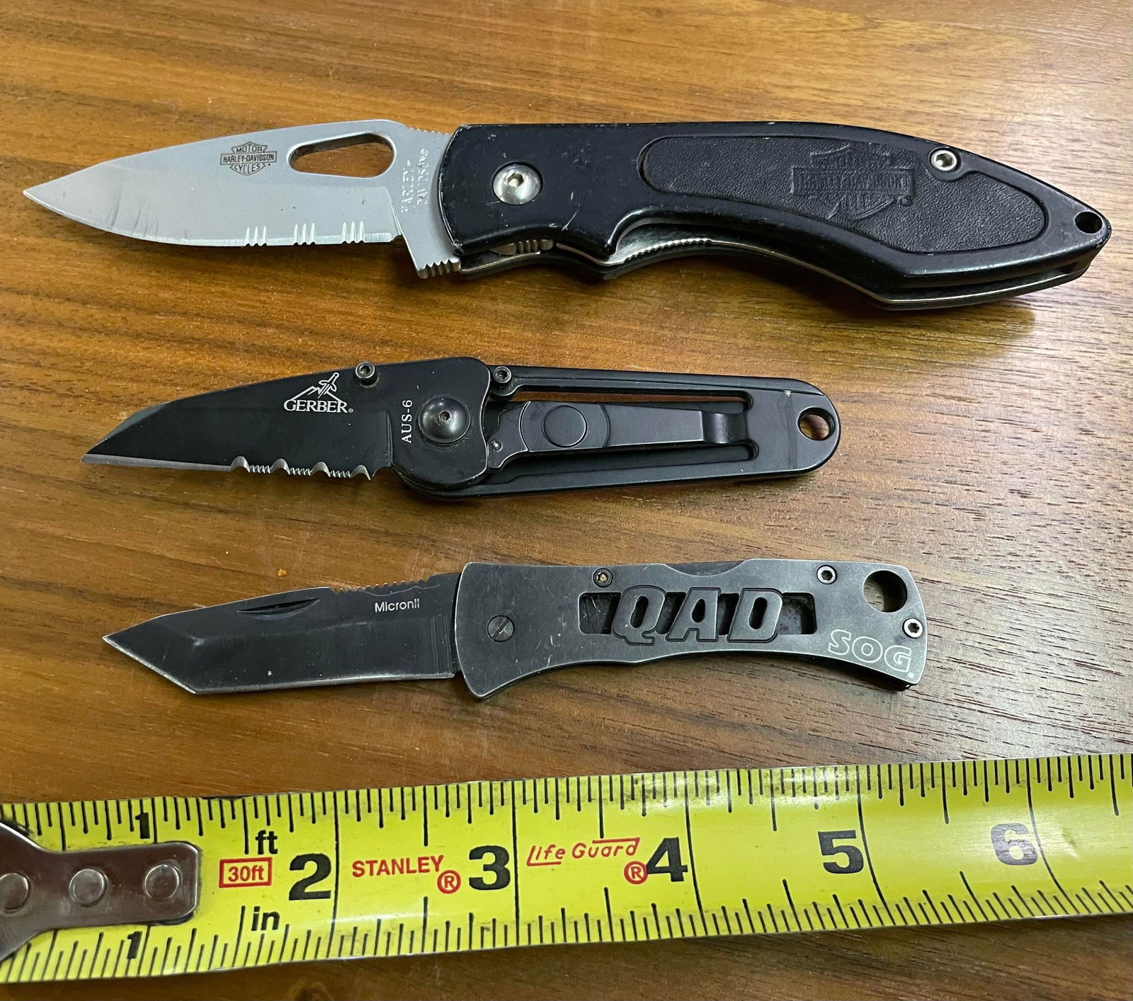 Trio of Pocket Knives: Micronii, Gerber, Harley Davidson: Trio of Pocket Knives: Micronii, Gerber, Harley Davidson