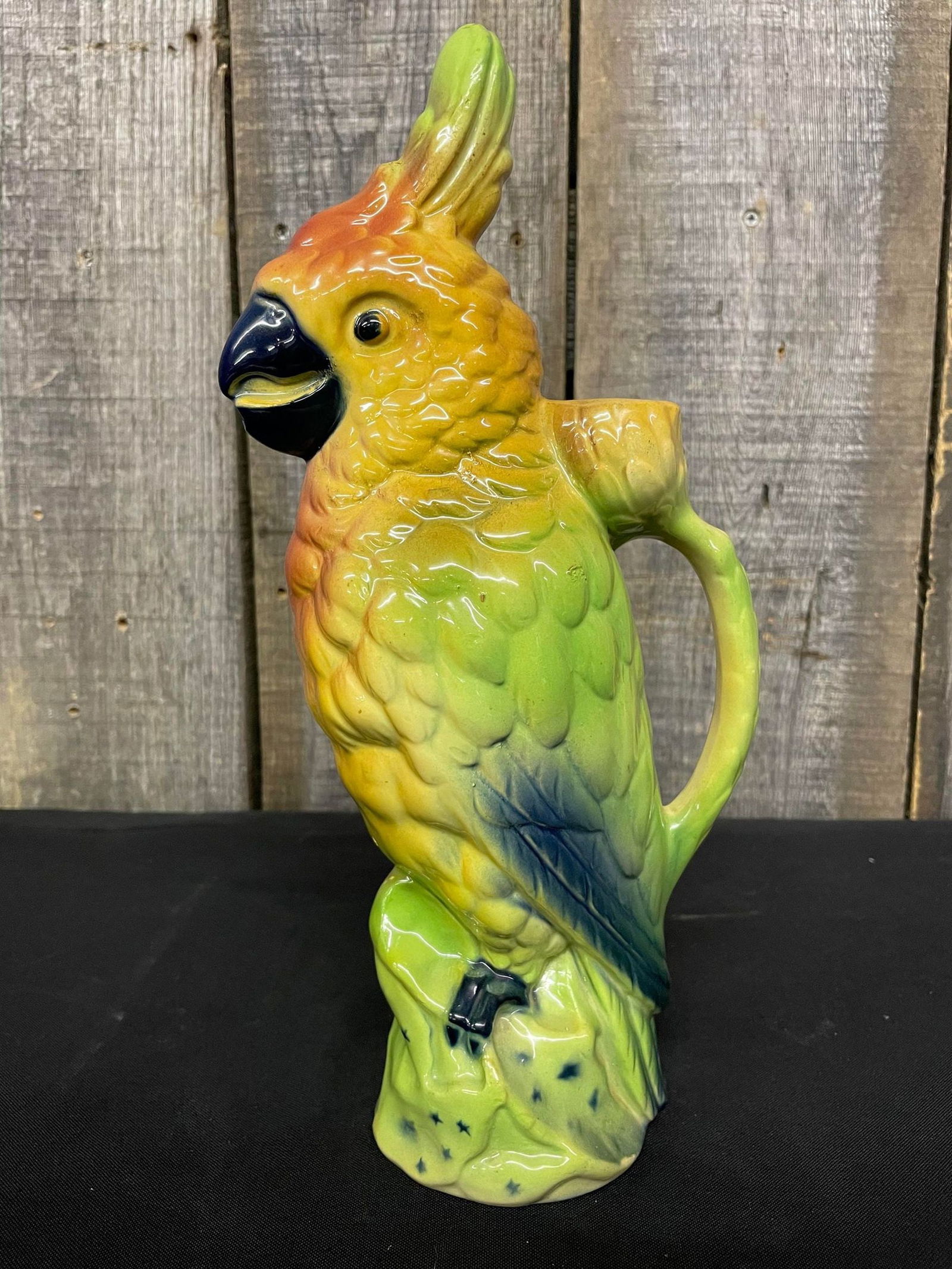 Antique French Majolica Figural Cockatoo Pitcher C1900 Keller / Guerin St. Clement (1 of 3)