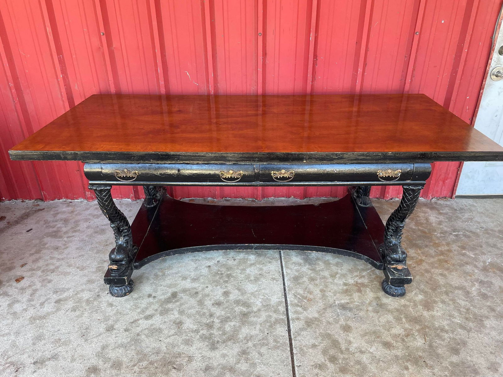 Large Ornate Wooden Dining Table (1 of 7)