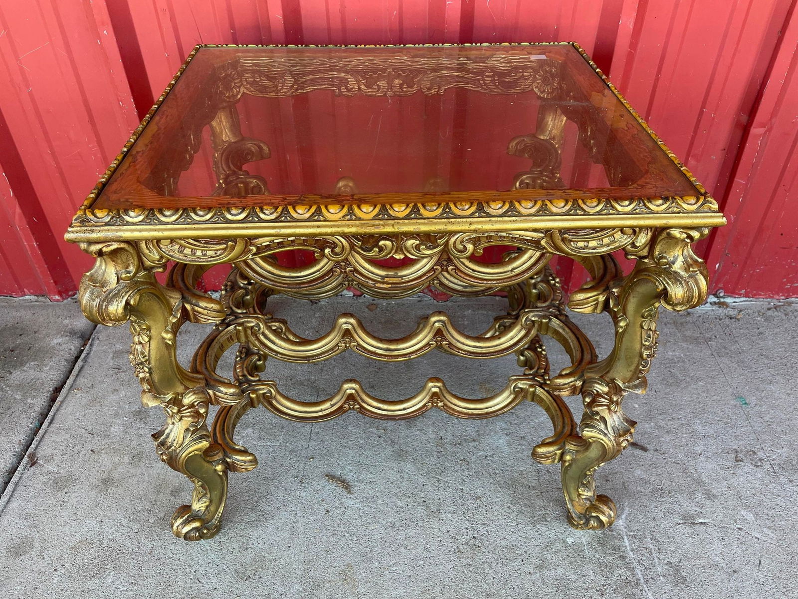 Gilded Glass Top Table: Gilded Glass Top Table