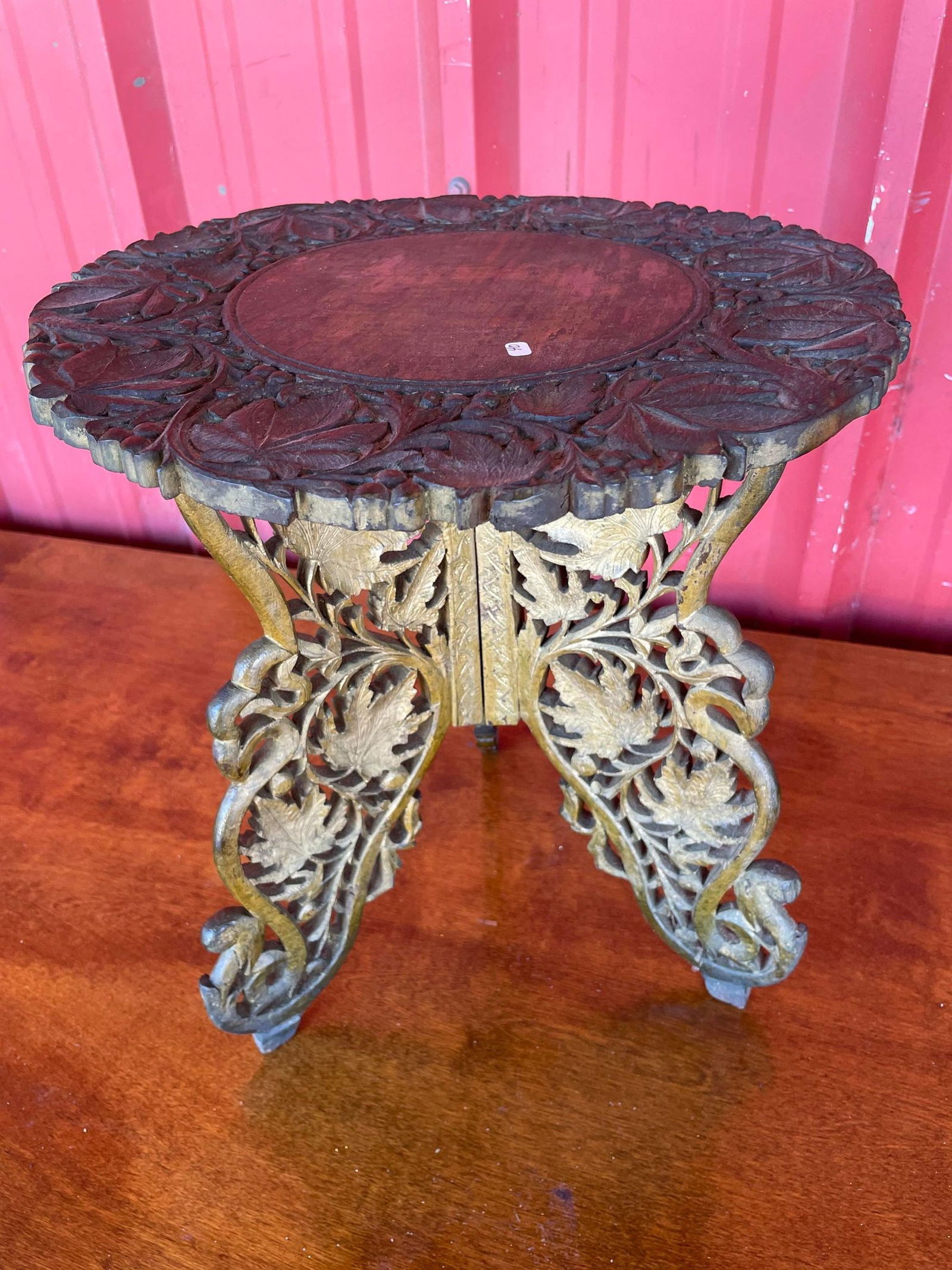 Petite Ornately Carved Plant Stand (1 of 3)