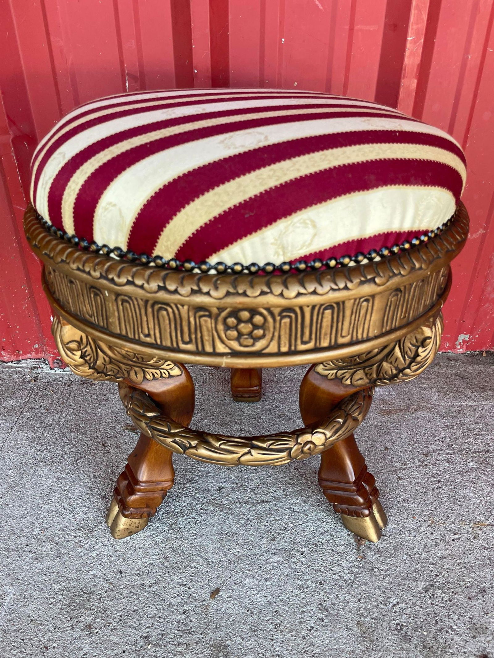 Antique Footstool w/ Bull Feet (1 of 3)