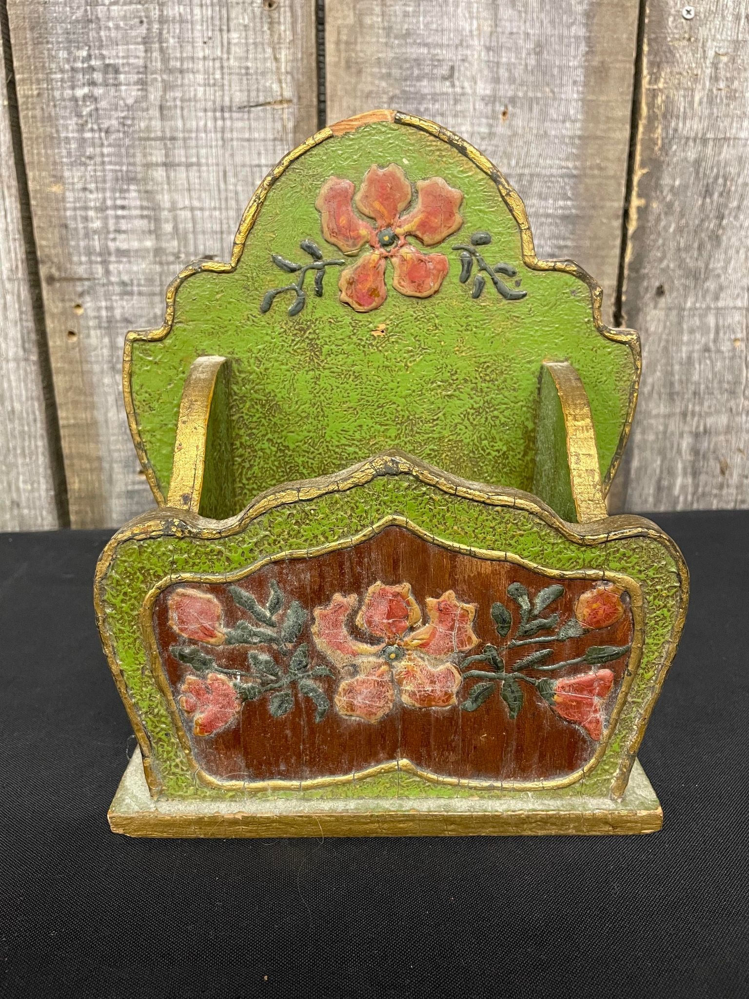 Vintage Painted Mail Holder Wall Hang: Vintage Painted Mail Holder Wall Hang
