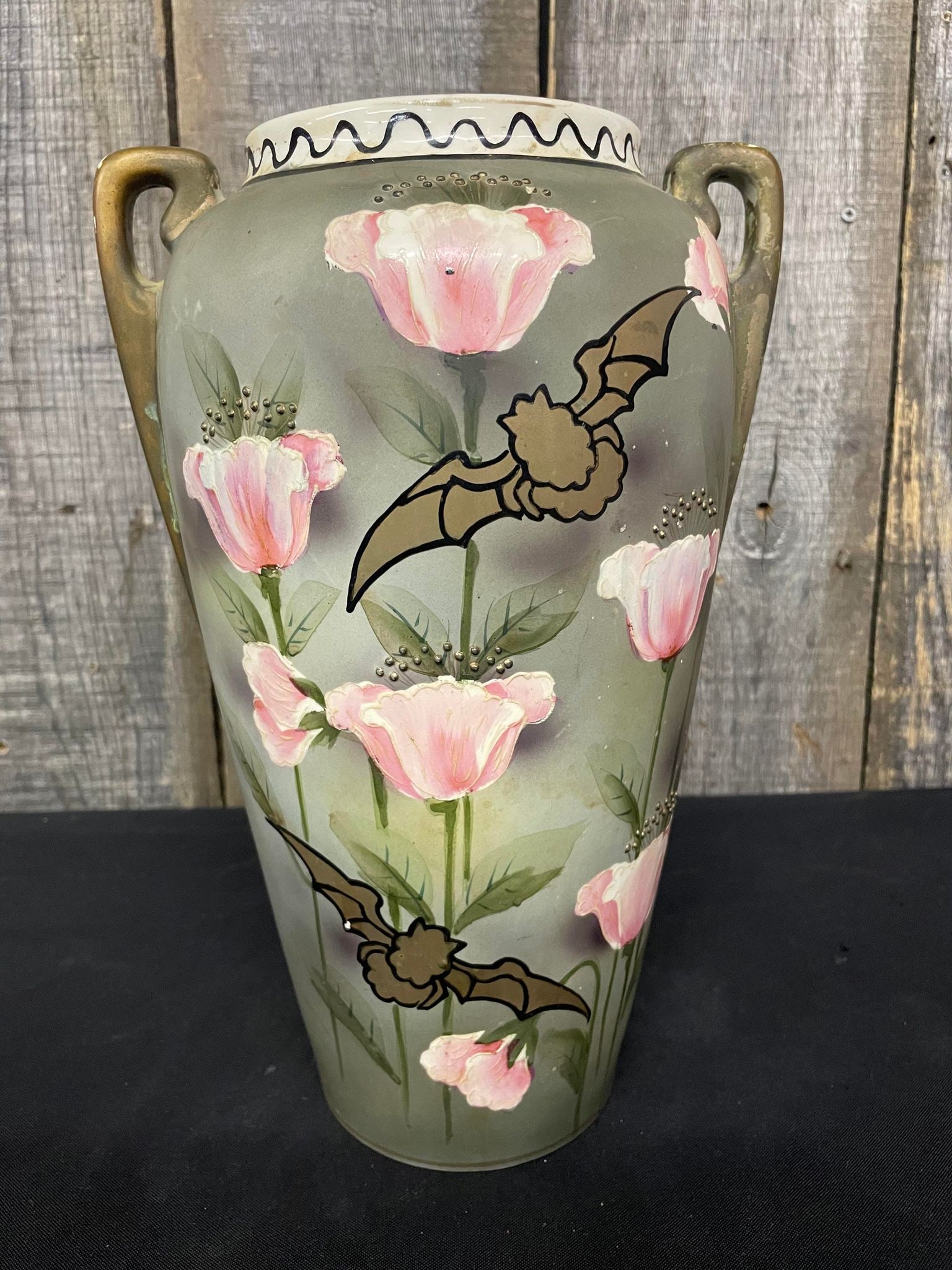 Nippon Two Handled Painted Vase: Nippon Two Handled Painted Vase