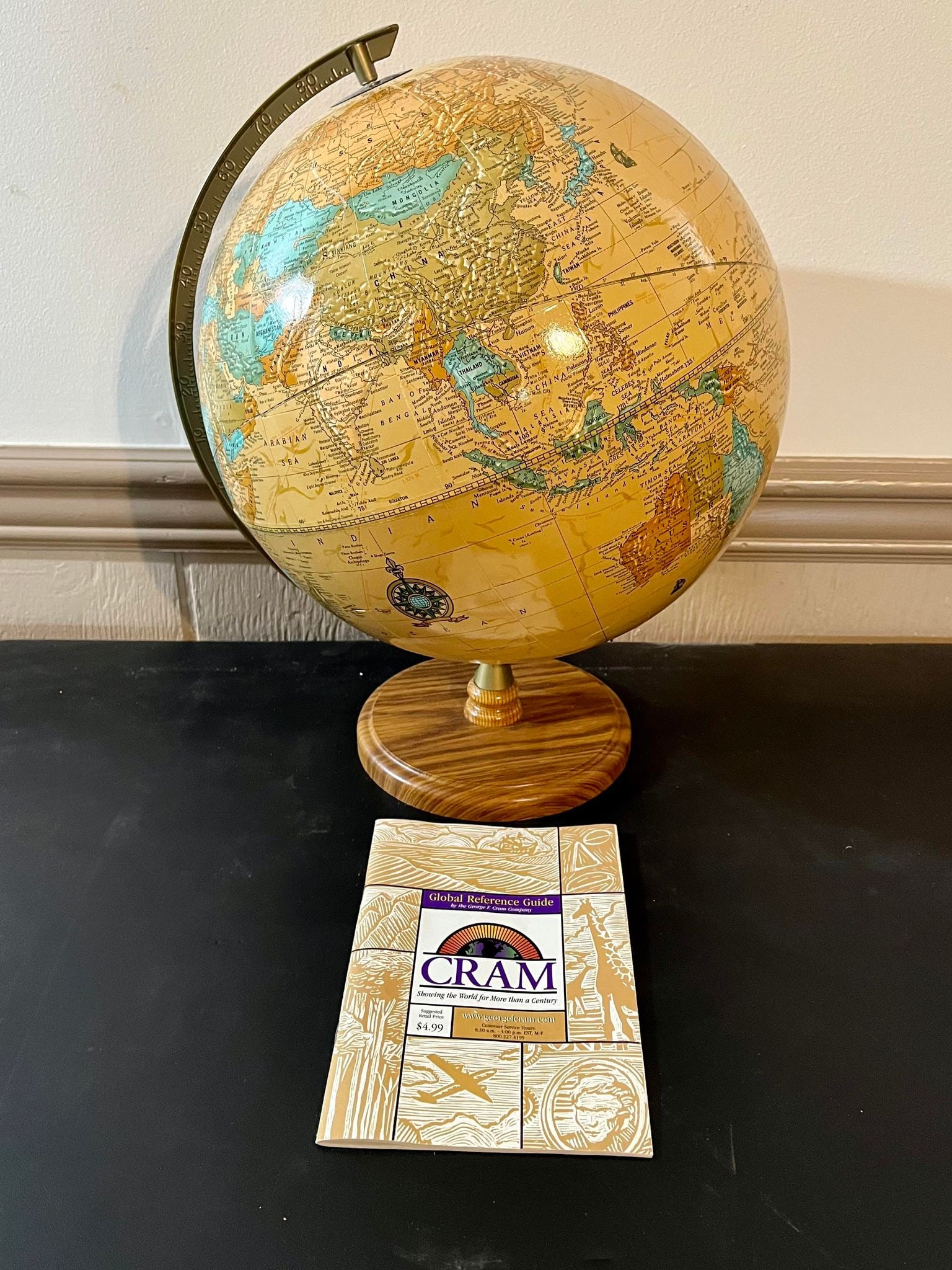 Vintage CRAMS Imperial World Globe on Wooden Stand: Vintage CRAMS Imperial World Globe on Wooden Stand
