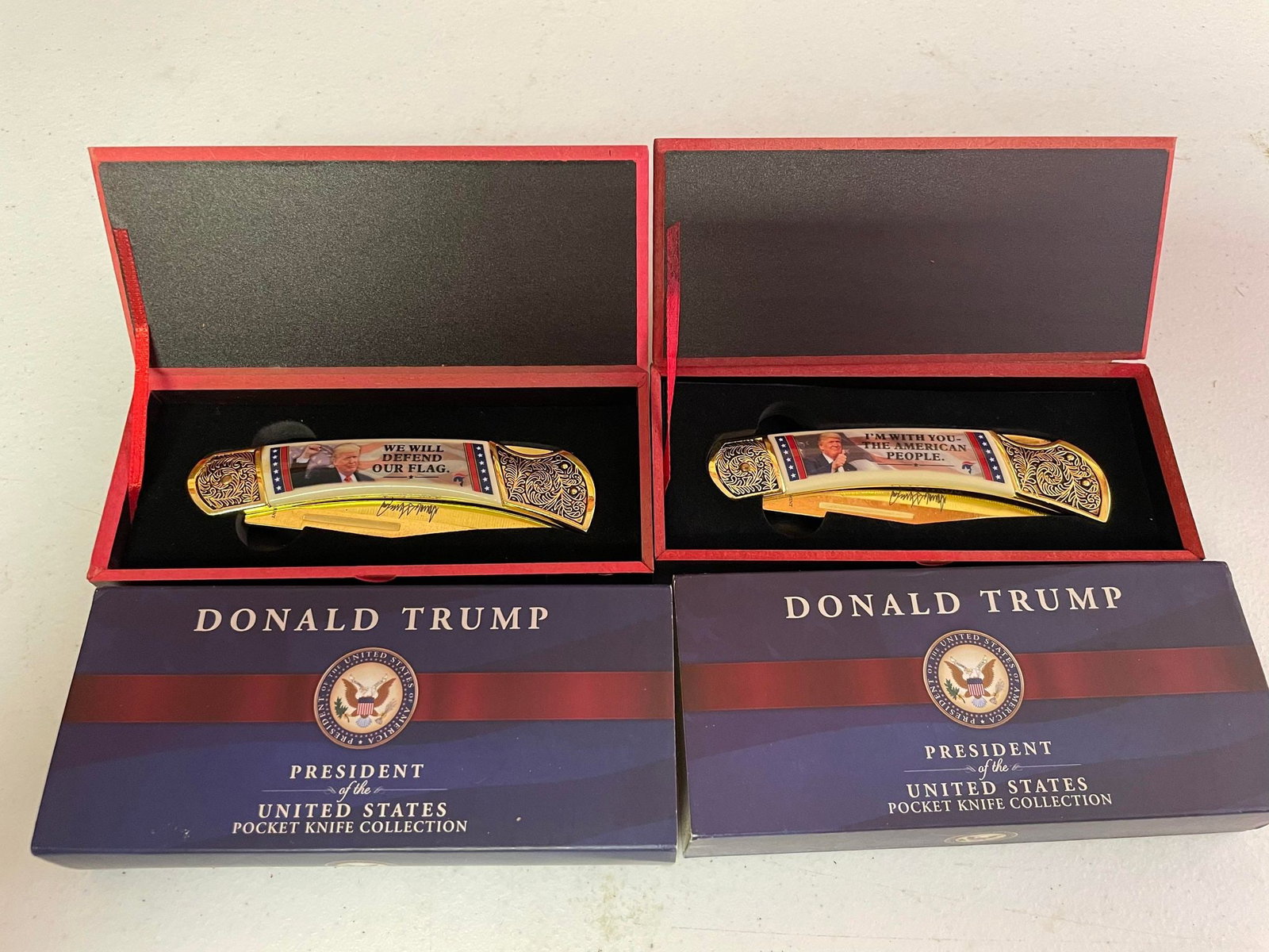 Donald Trump "Space Force" Pocket Knives in Case: Donald Trump "Space Force" Pocket Knives in Case