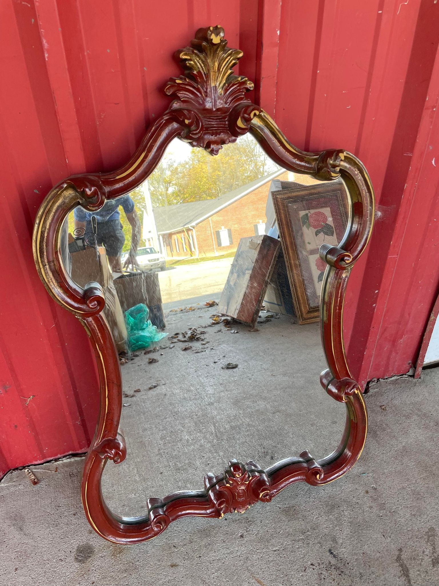 Wooden Framed Wall Mirror (1 of 1)