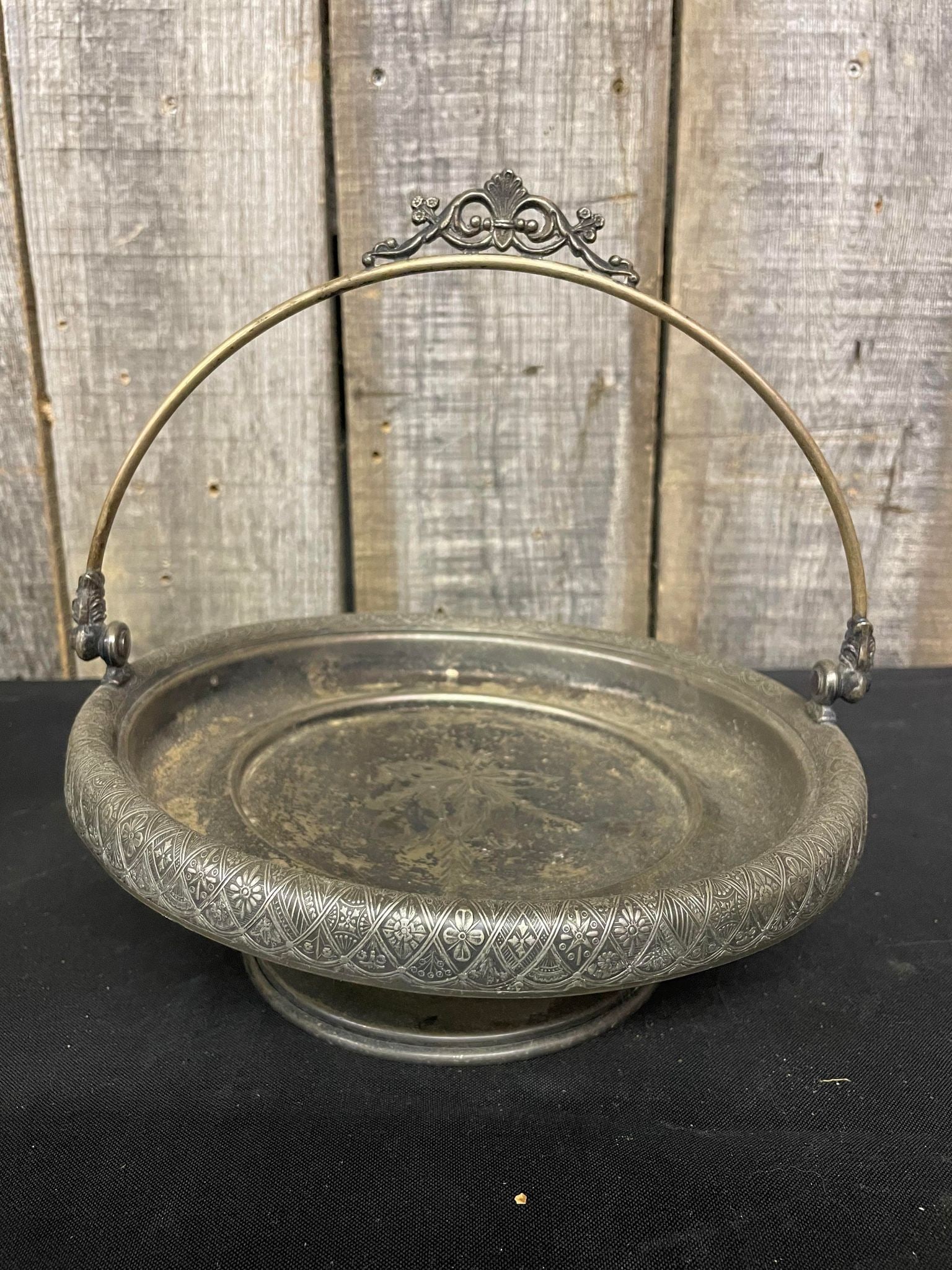 Ornate Silver-Plate Wedding Basket (1 of 3)